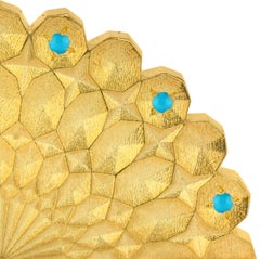 Persian Turquoise Peacock Ring In 18K Yellow Gold
