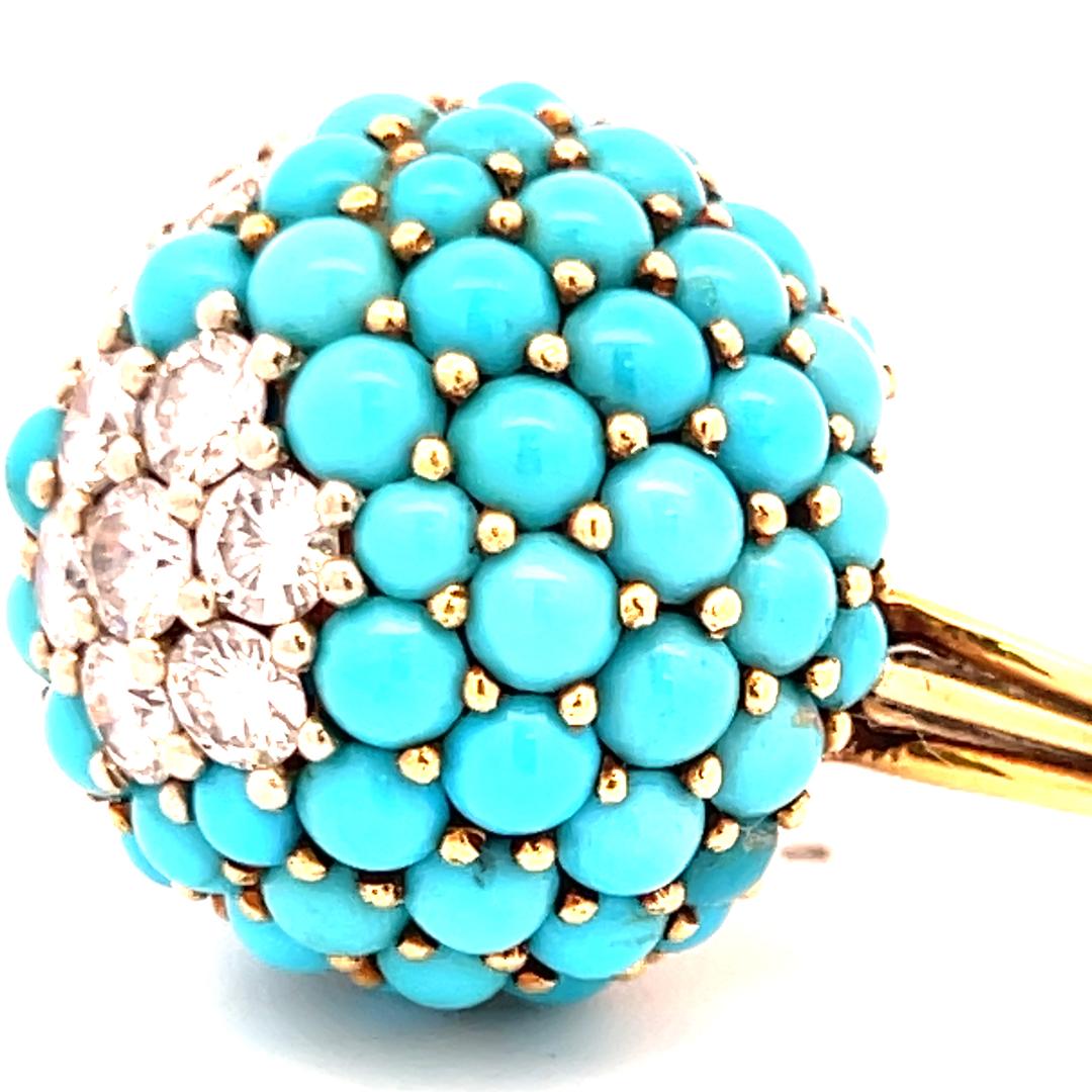 Bracelet et bague en or jaune 18K avec turquoise et diamant 14.22ct G VS Pour femmes en vente