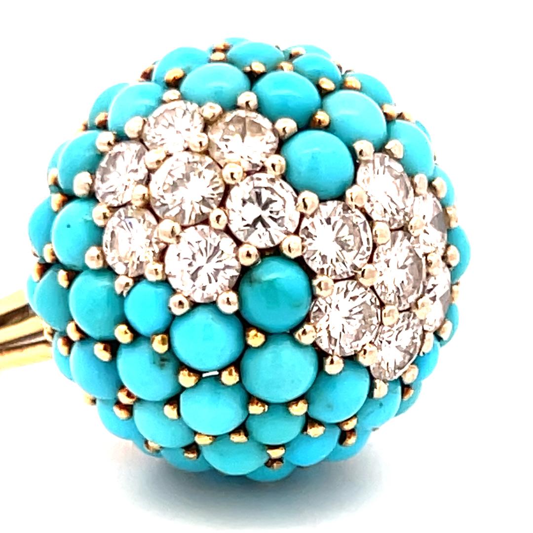 Bracelet et bague en or jaune 18K avec turquoise et diamant 14.22ct G VS en vente 1