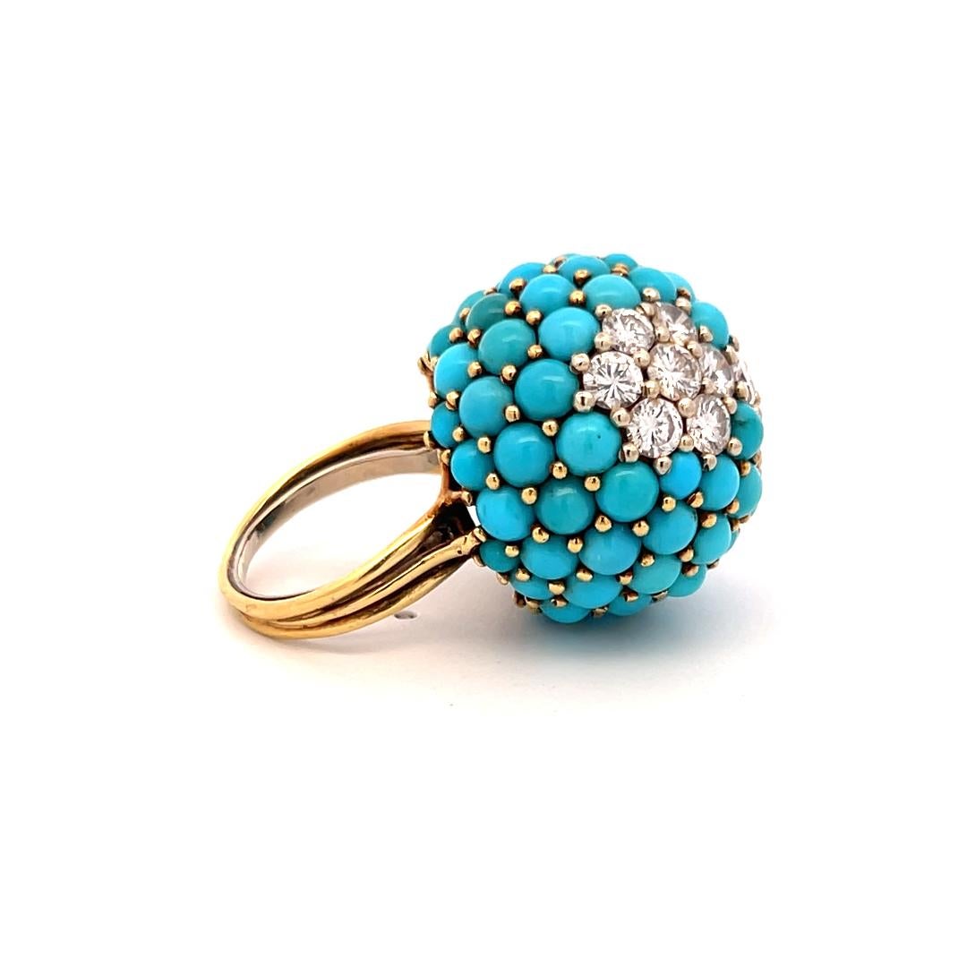 Bracelet et bague en or jaune 18K avec turquoise et diamant 14.22ct G VS en vente 2
