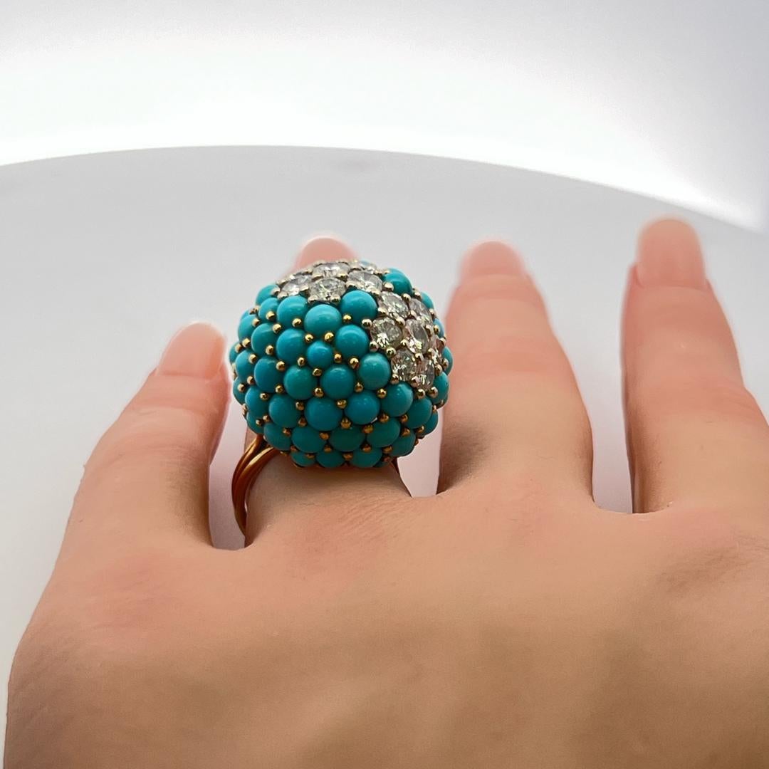 Bracelet et bague en or jaune 18K avec turquoise et diamant 14.22ct G VS en vente 3