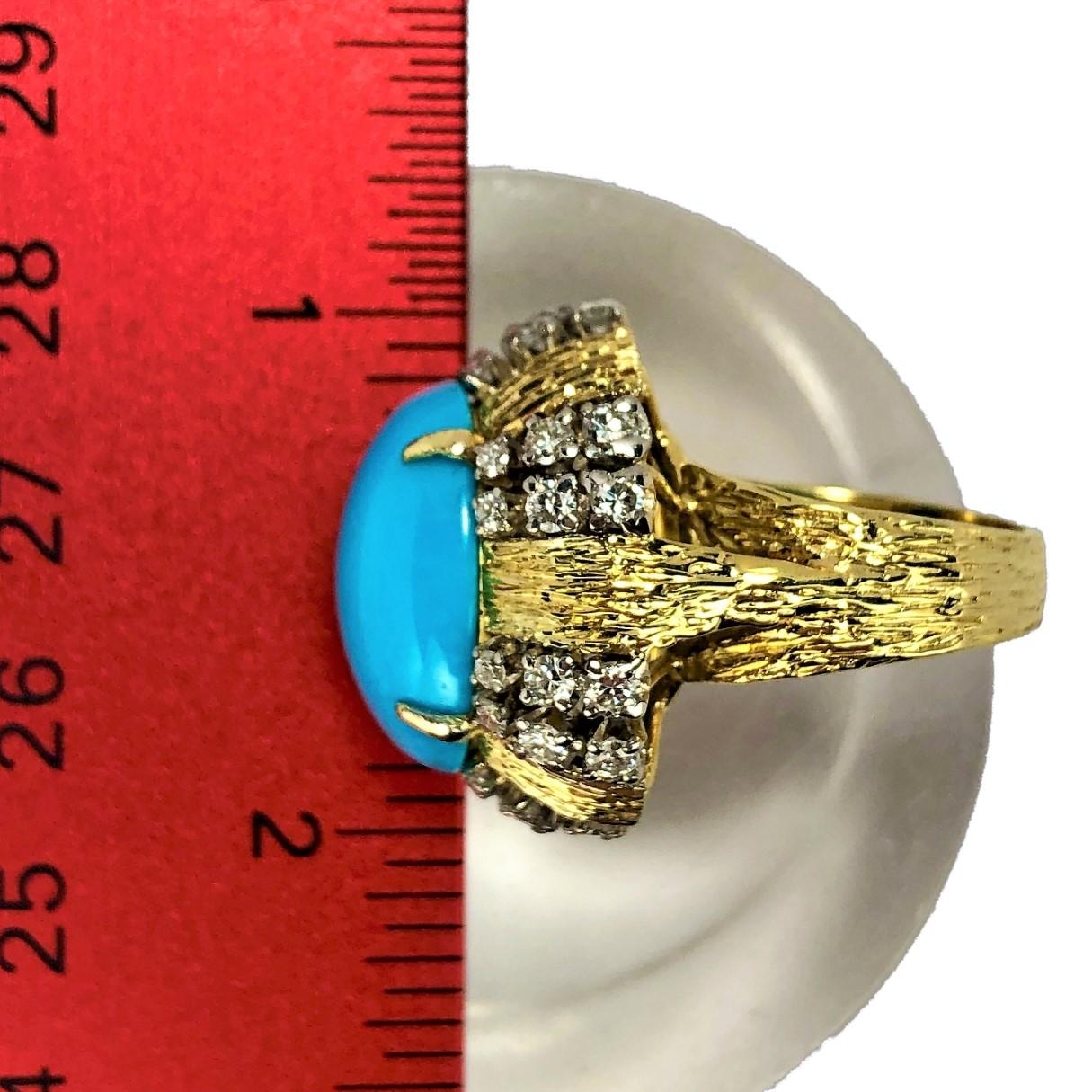 Turquoise 18 Karat Gold and Diamond Cocktail Ring 9