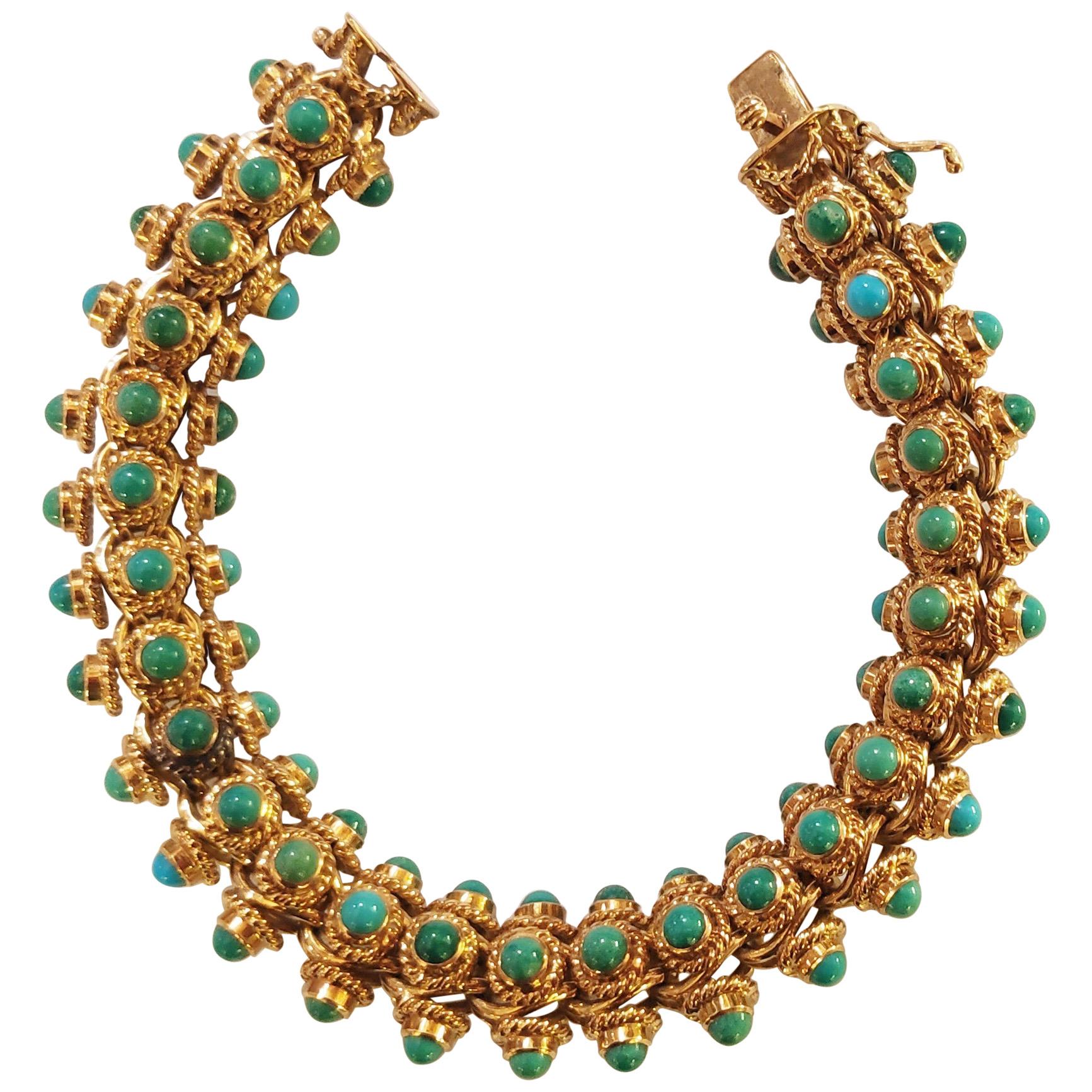Turquoise 18 Karat Gold Bracelet