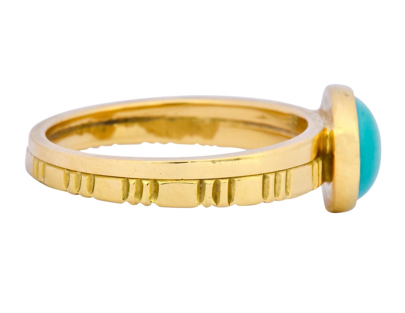 Contemporary Turquoise 18 Karat Gold Stacking Ring