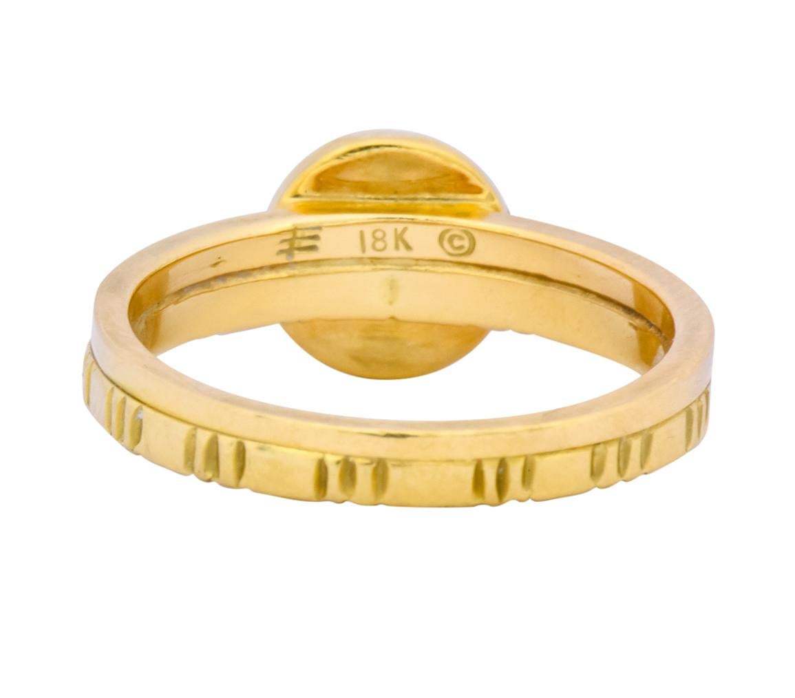 Round Cut Turquoise 18 Karat Gold Stacking Ring