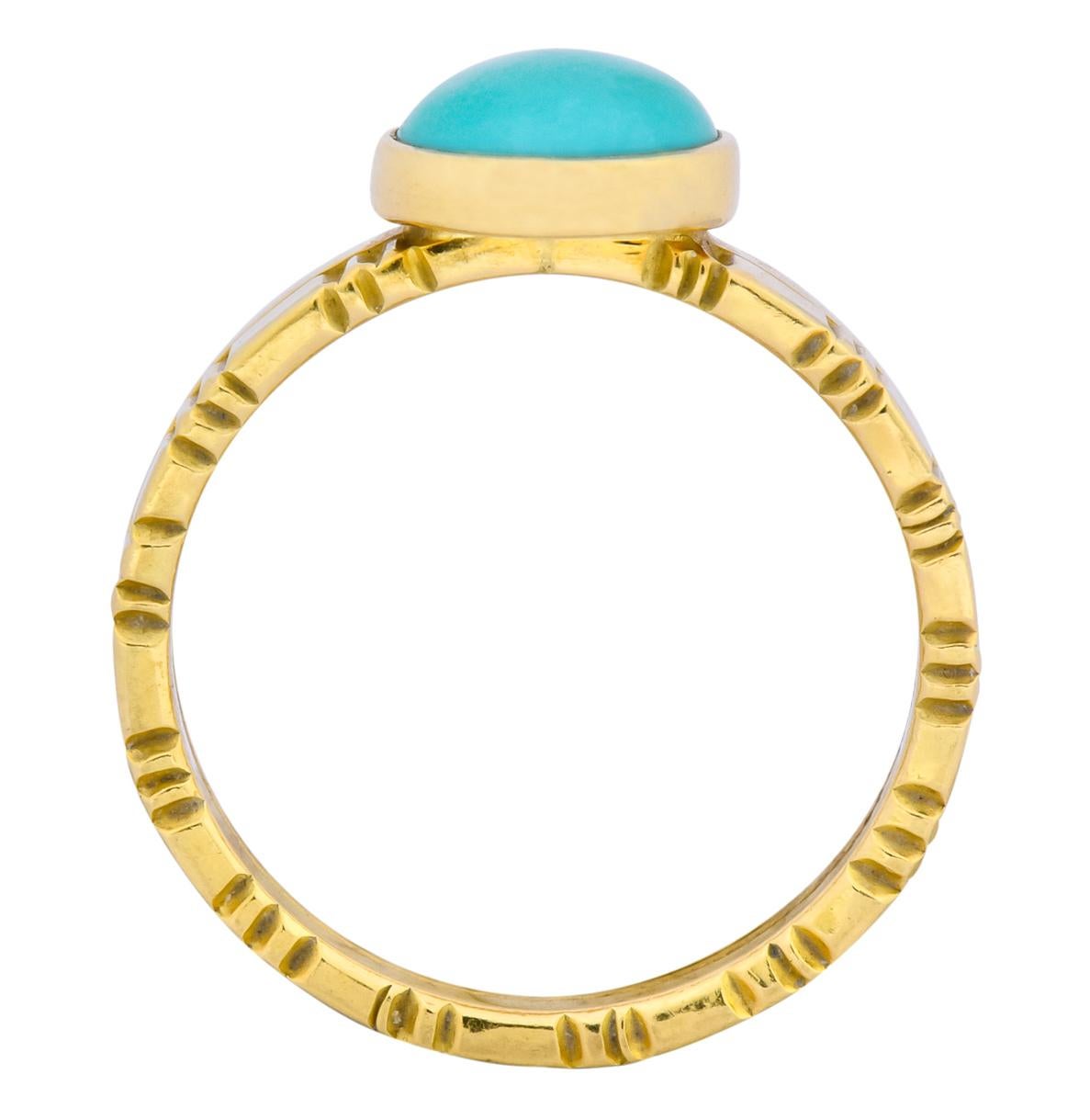Turquoise 18 Karat Gold Stacking Ring 2