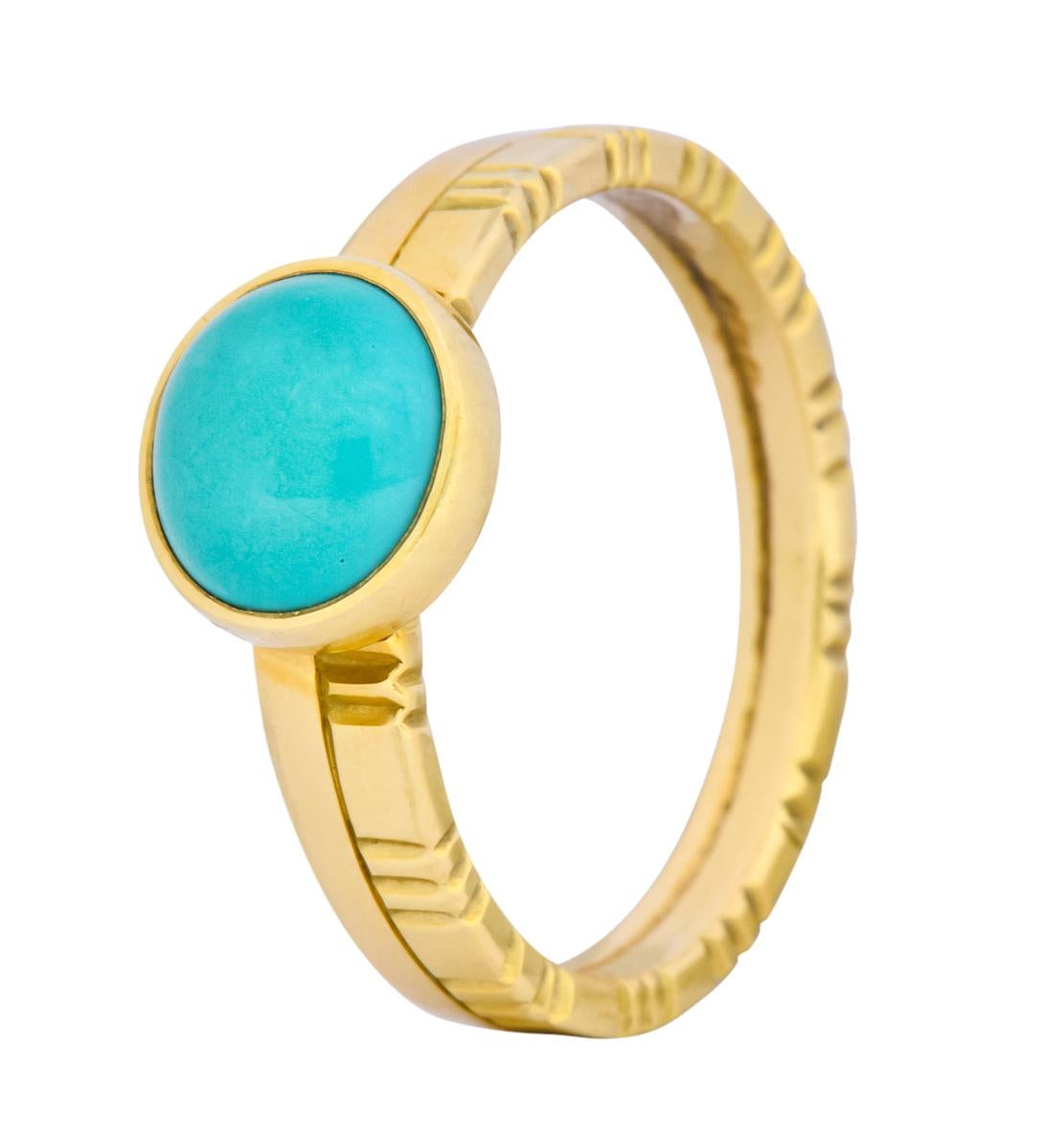 Turquoise 18 Karat Gold Stacking Ring 3