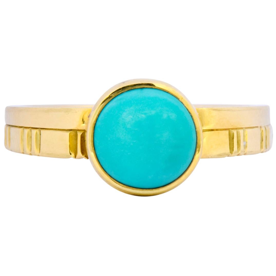 Turquoise 18 Karat Gold Stacking Ring