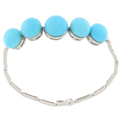 Turquoise 18 Karat White Gold Cuff Bracelet