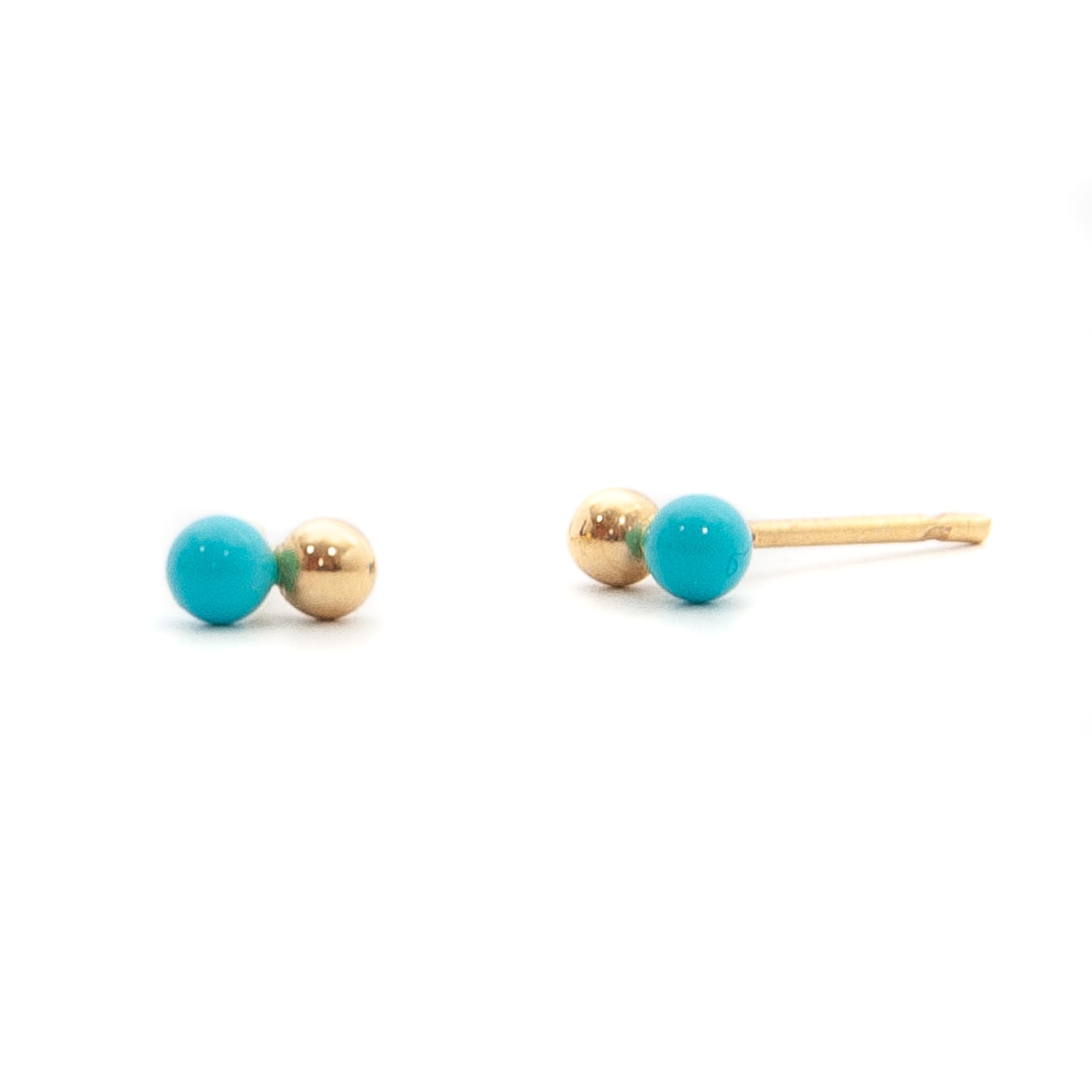 Boucles d'oreilles vintage en or 18 carats et turquoise Bon état - En vente à Rotterdam, NL