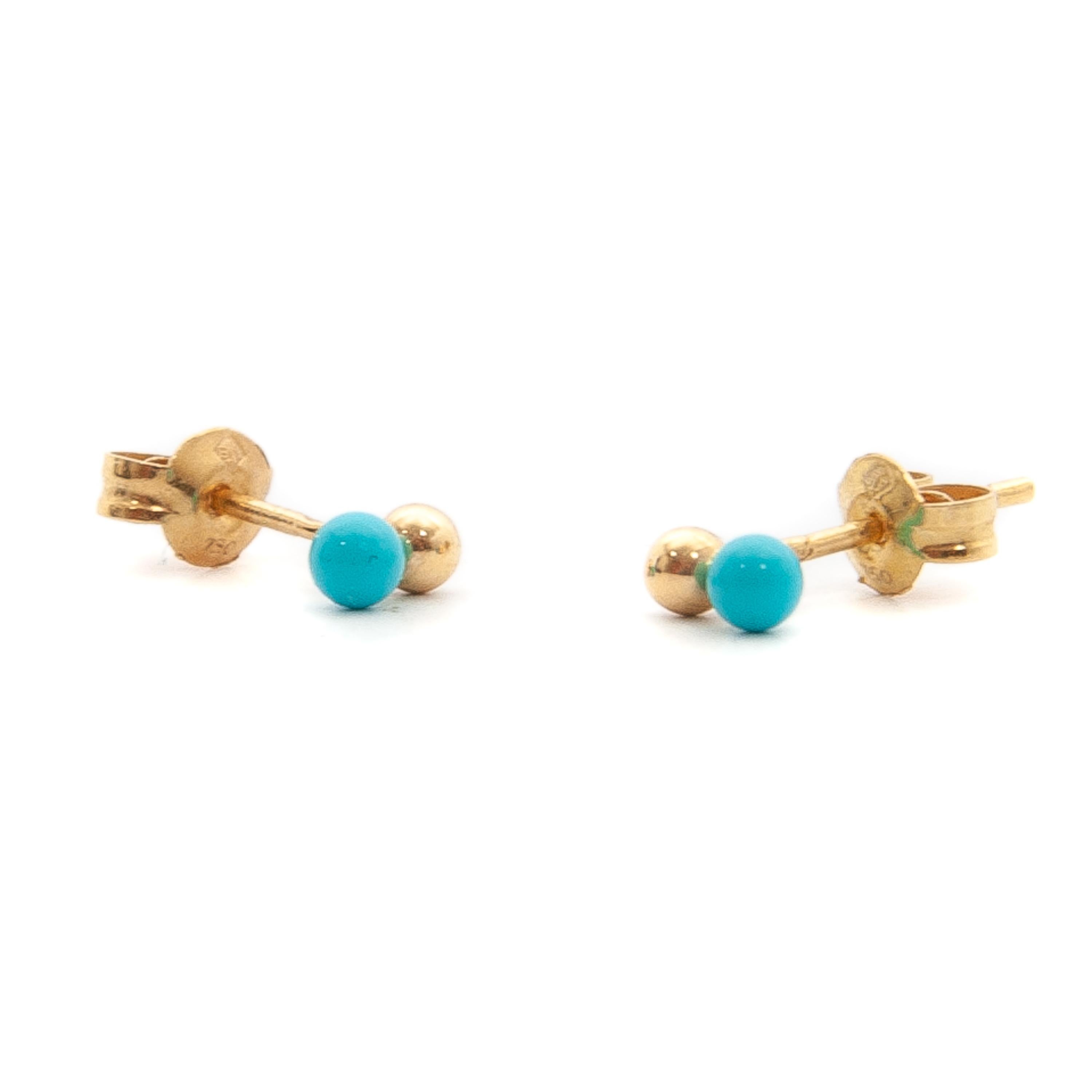 Boucles d'oreilles vintage en or 18 carats et turquoise Pour femmes en vente