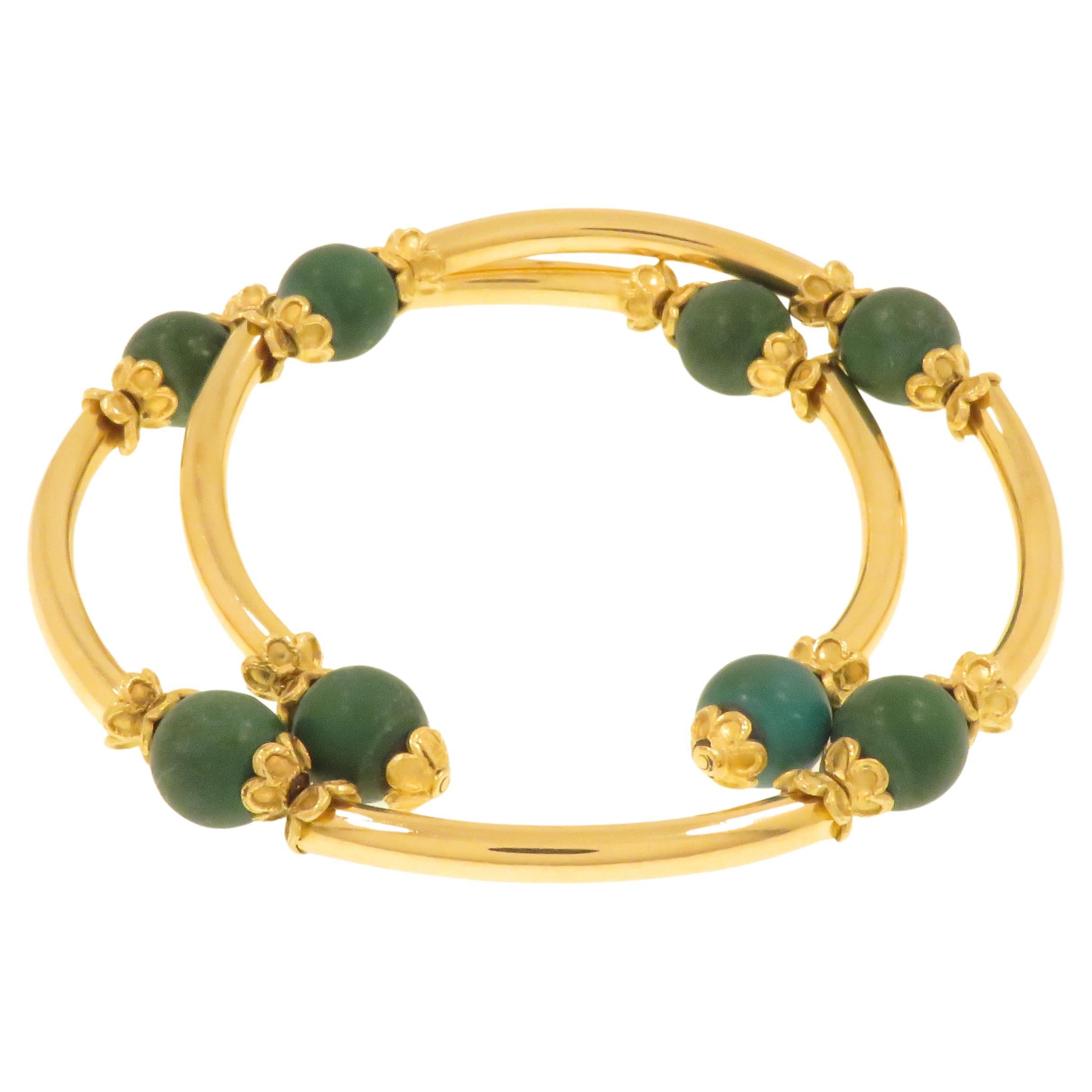 Turquoise 18k Yellow Gold Bracelet  Necklace For Sale