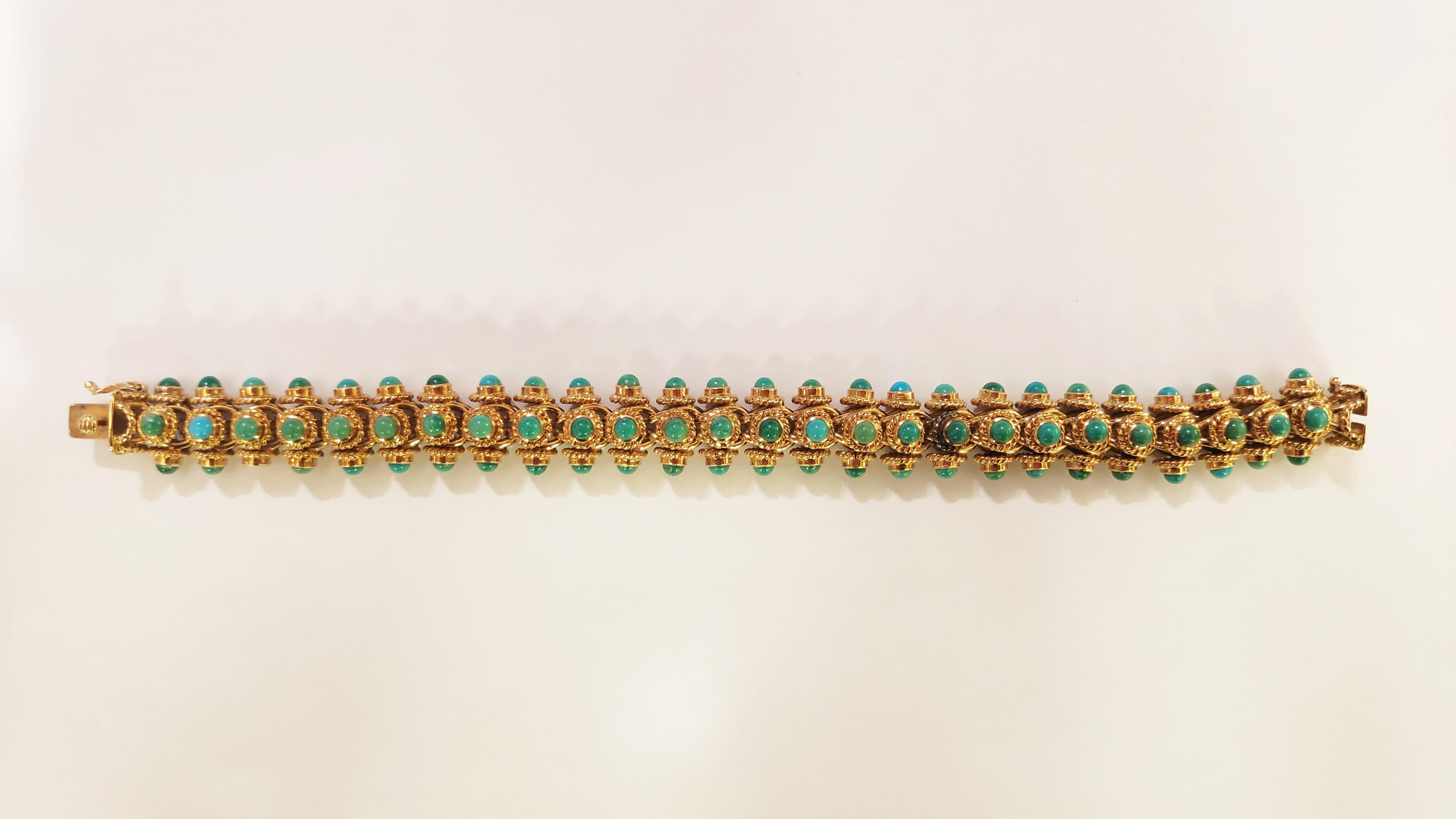 Modern Turquoise 18 Karat Gold Bracelet