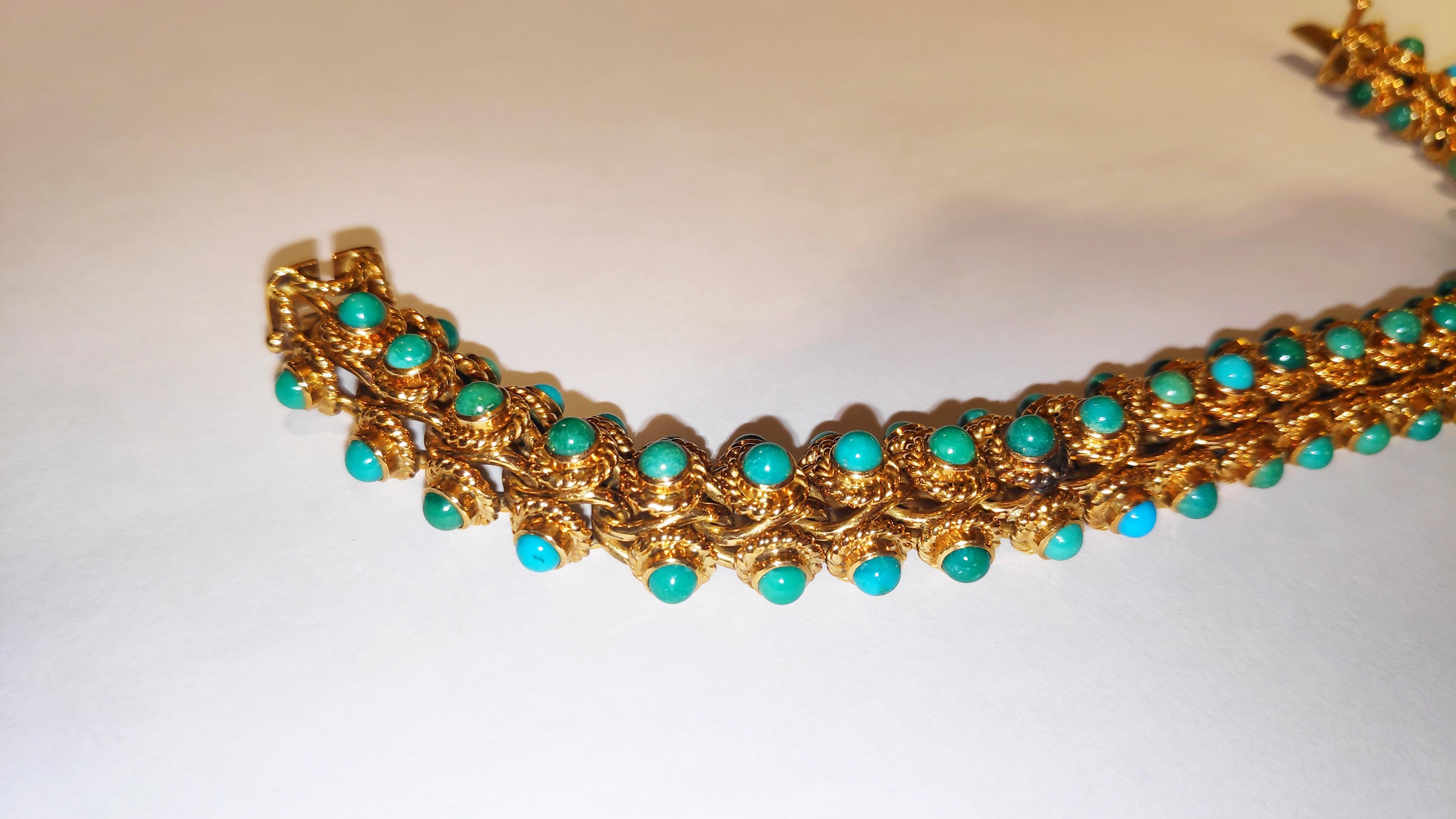 Turquoise 18 Karat Gold Bracelet In Good Condition In Palermo, IT