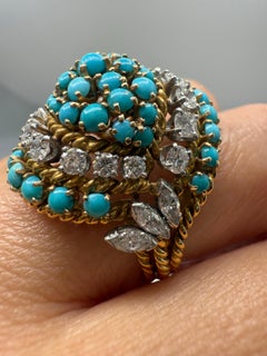 Türkis & 2ct Diamant Cocktail Ring 18KT Gold