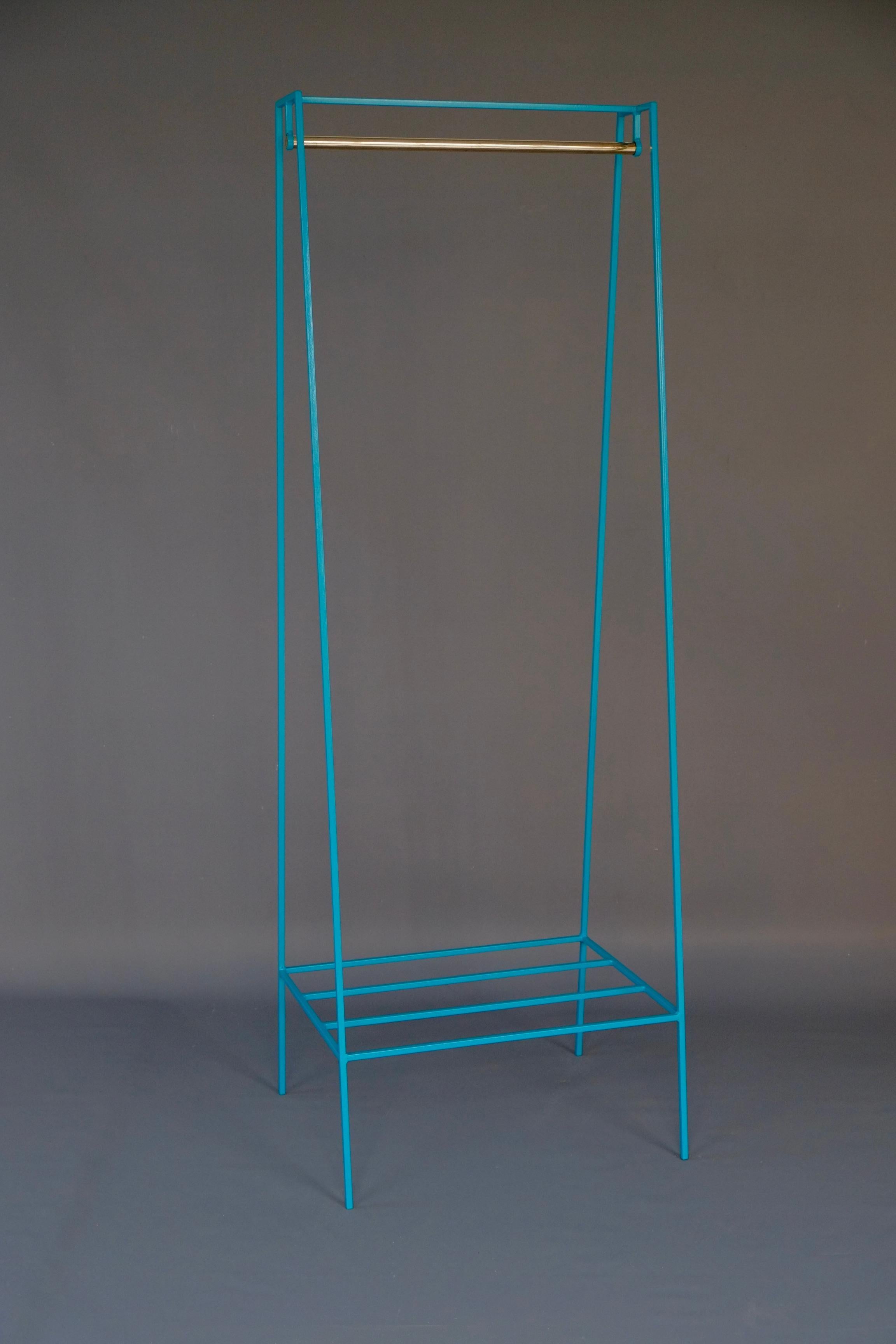 Modern Turquoise ‘A' Clothes Rail with a Luxury Brass Pole For Sale