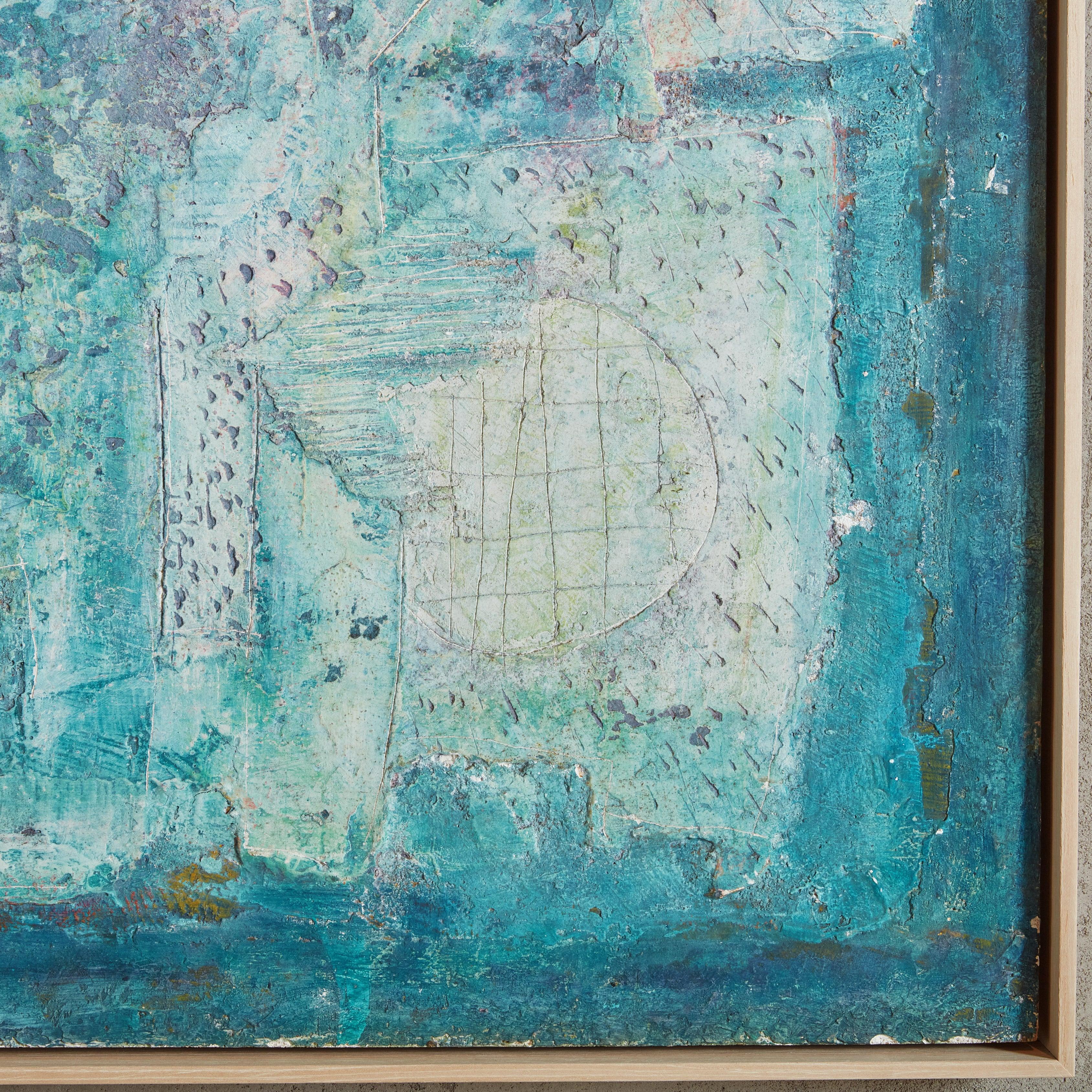 Fin du 20e siècle Turquoise, peinture acrylique abstraite d'Alessandro Bonato, 1970 en vente