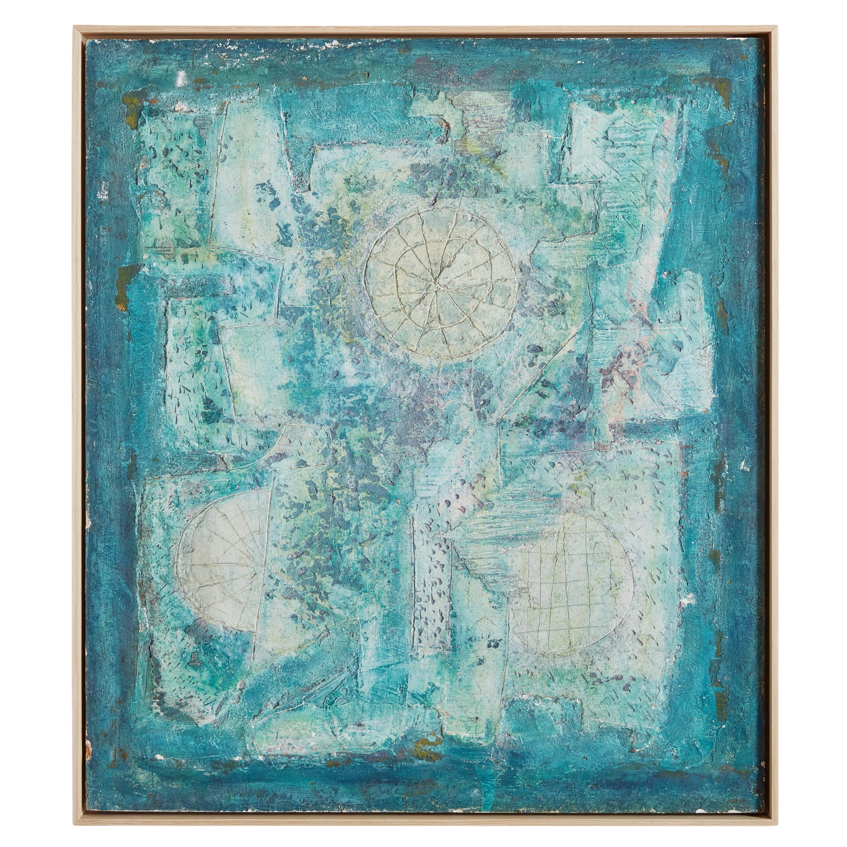 Turquoise, peinture acrylique abstraite d'Alessandro Bonato, 1970 en vente