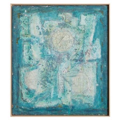 Turquoise Abstract Acrylic Painting by Alessandro Bonato, 1970s
