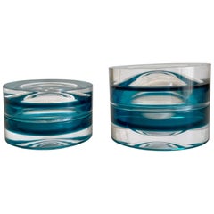 Turquoise Acrylic Small Round Box by Paola Valle