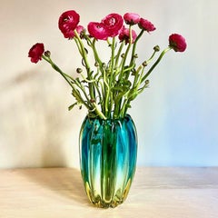 Turquoise Alfredo Barbini Murano Vase