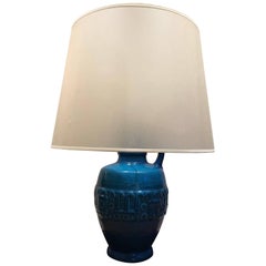 Turquoise Amphora Shaped Table Lamp, 1970s