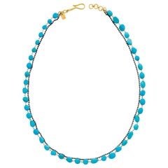 Turquoise and 14 Karat Gold Wire Wrapped Layered Necklace Suneera