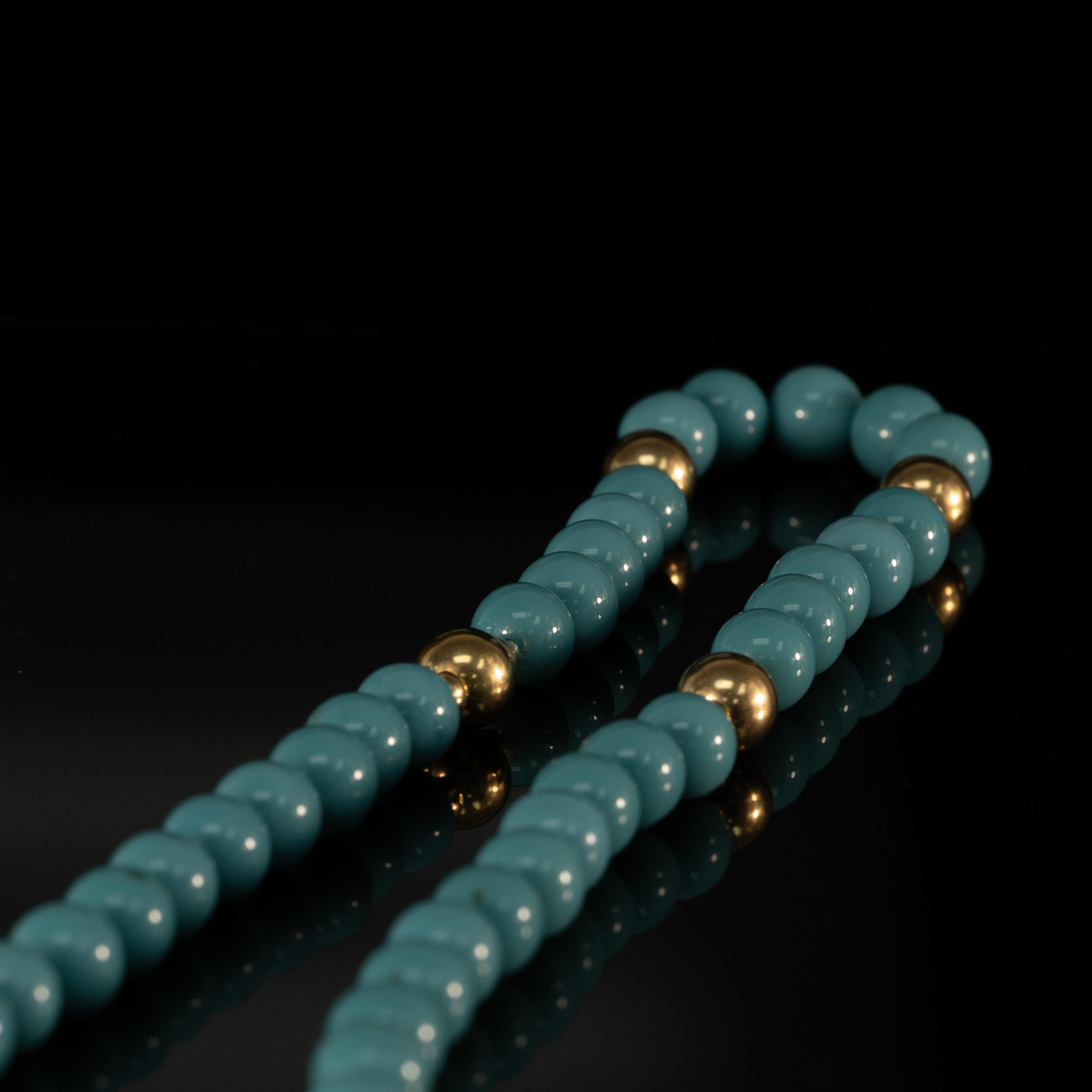 Turquoise and 14K Gold Bead Necklace 1