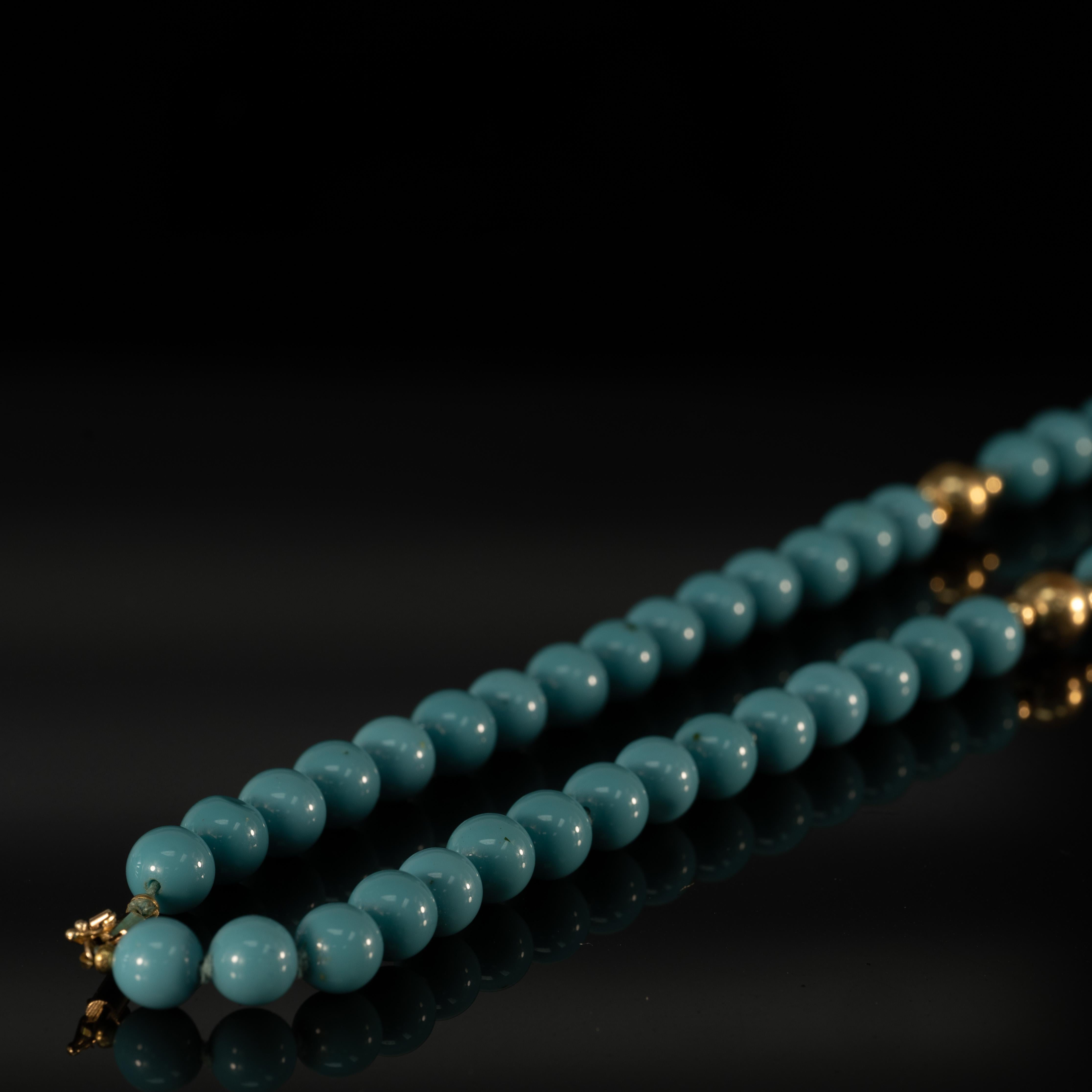 Turquoise and 14K Gold Bead Necklace 2
