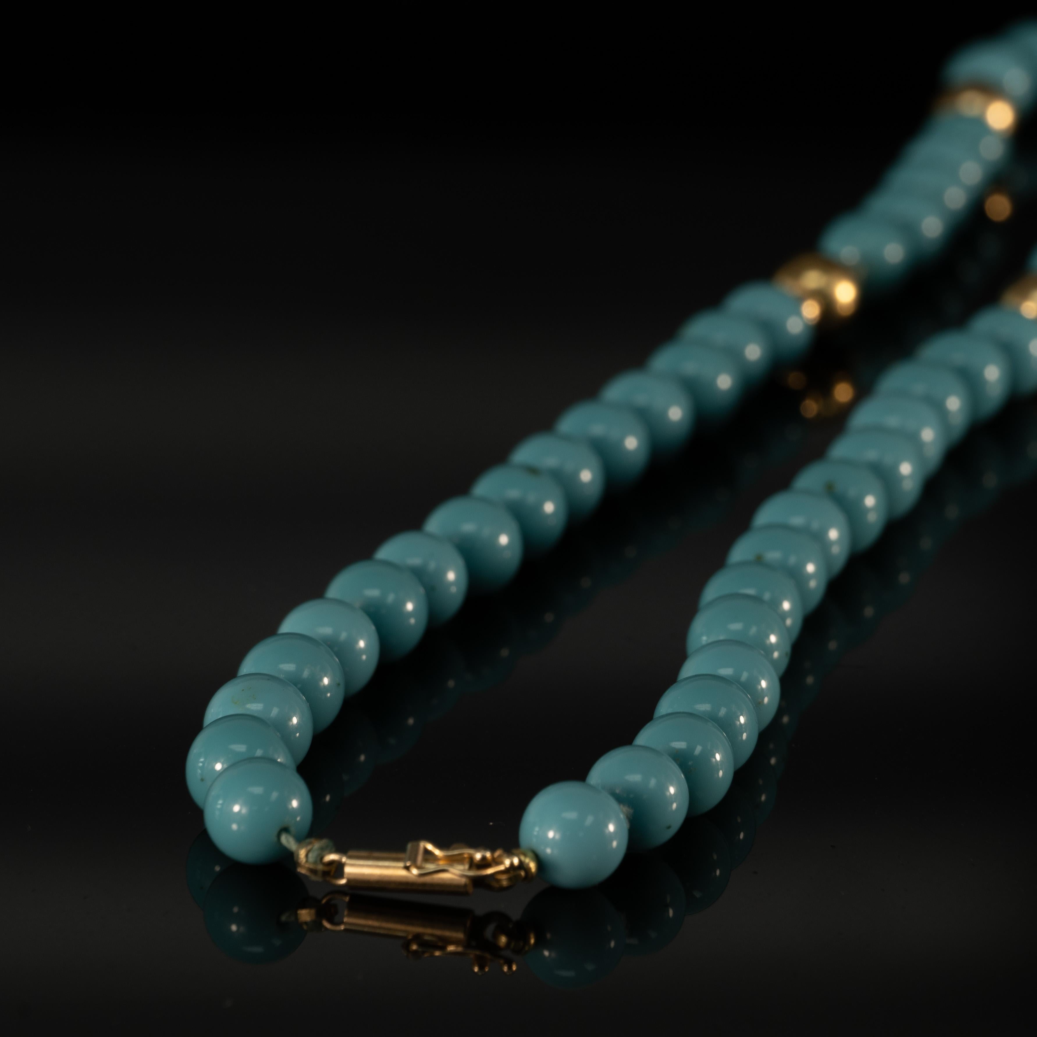 Turquoise and 14K Gold Bead Necklace 3