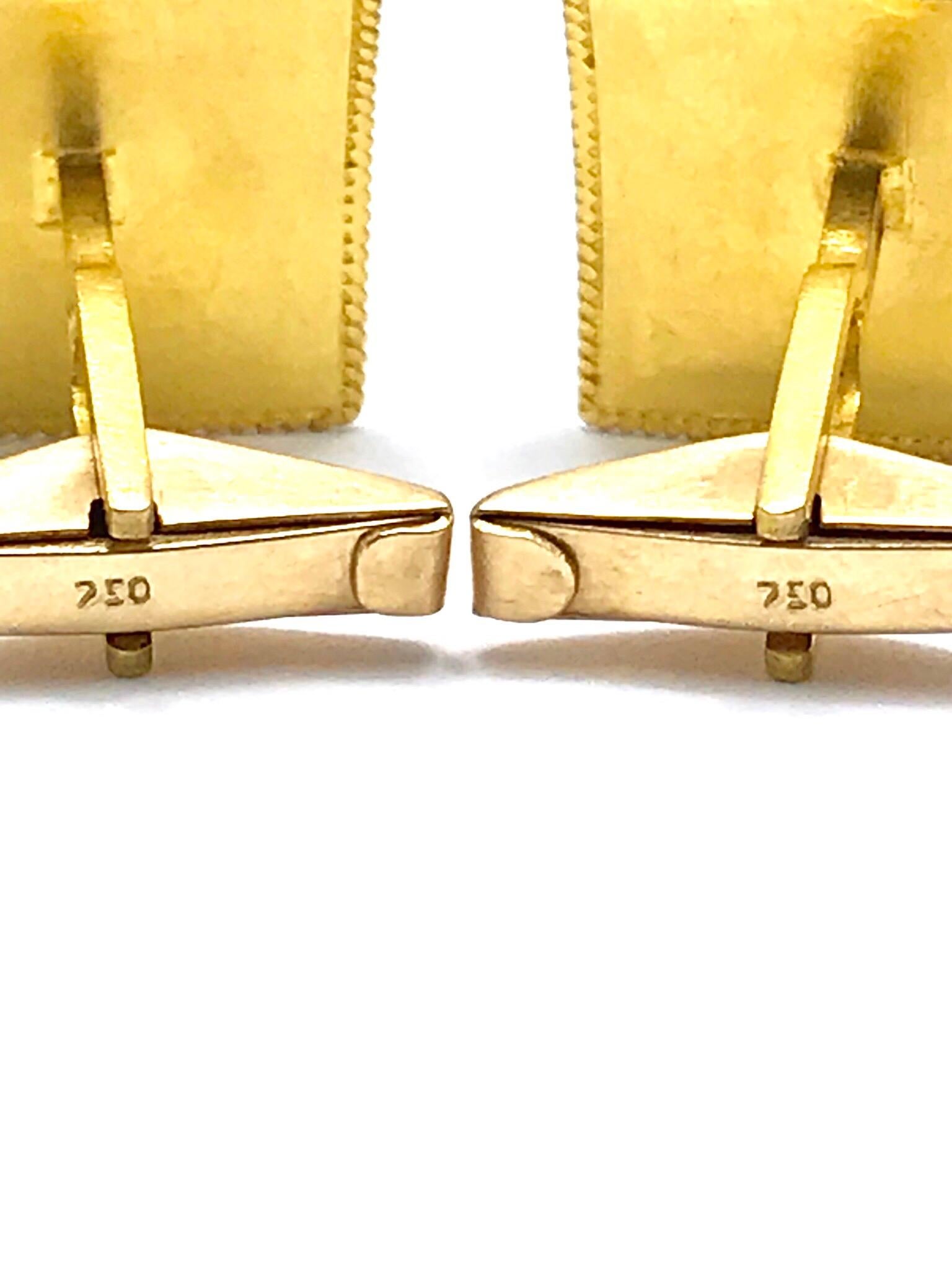 Turquoise and 18 Karat Yellow Gold Cufflinks with a Toggle Back 1