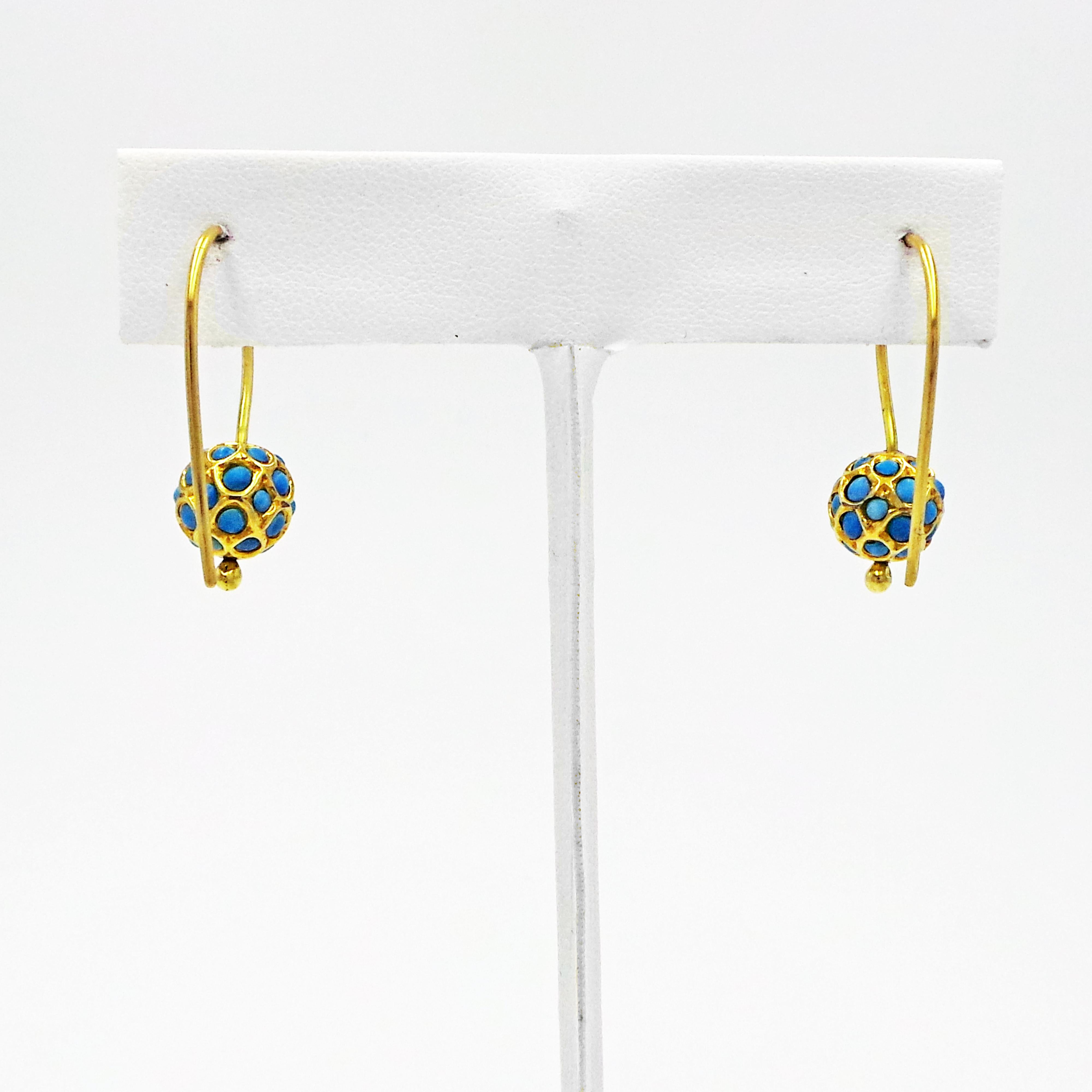 Women's Turquoise and 18 Karat Gold Drop Earrings