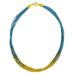 Turquoise and 24 Karat Yellow Gold Necklace