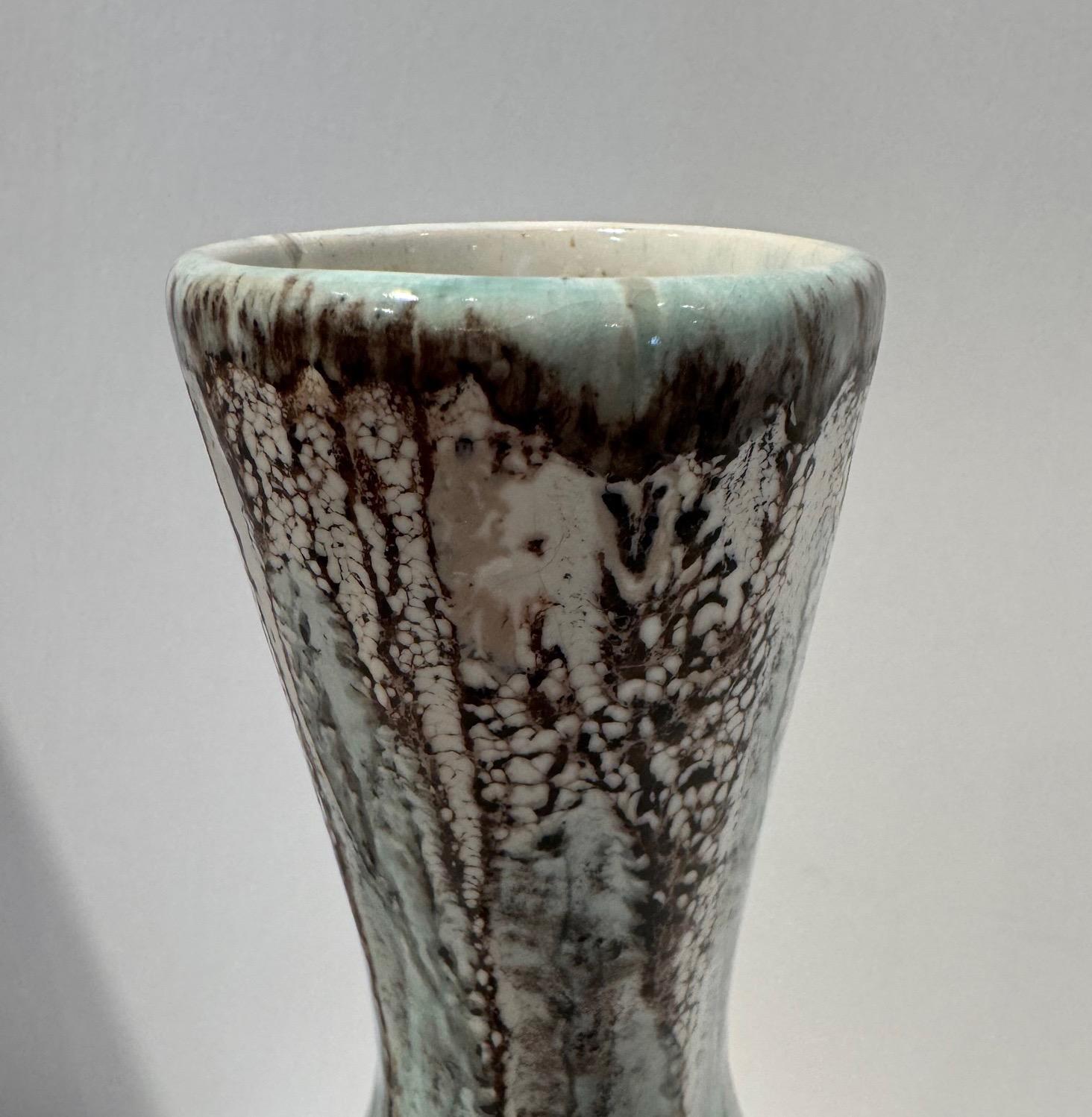 Italiano Vaso con design striato turchese e nero, Italia, metà del secolo scorso in vendita