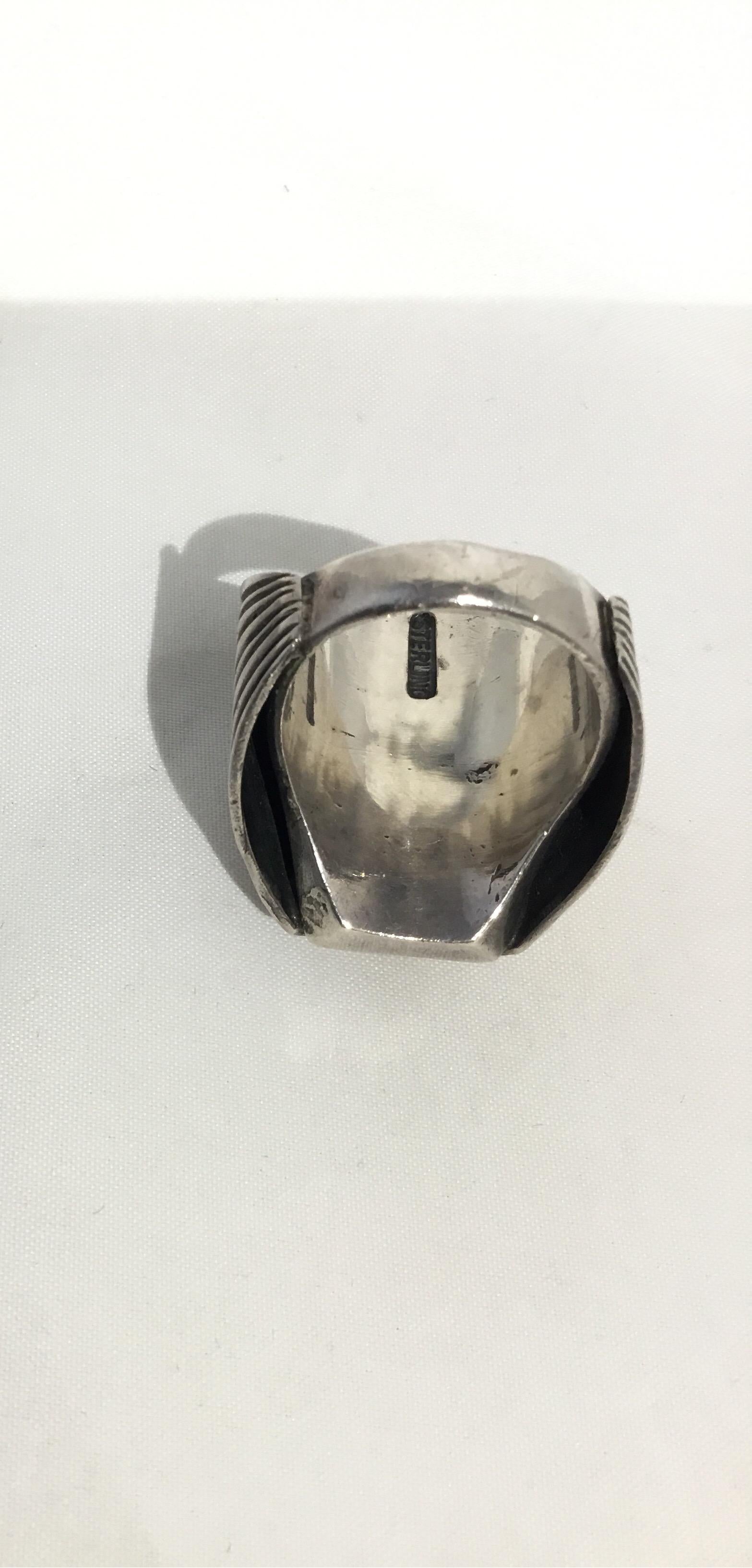 Türkis und Koralle Inlay Native American Sterling Silber Ring 2