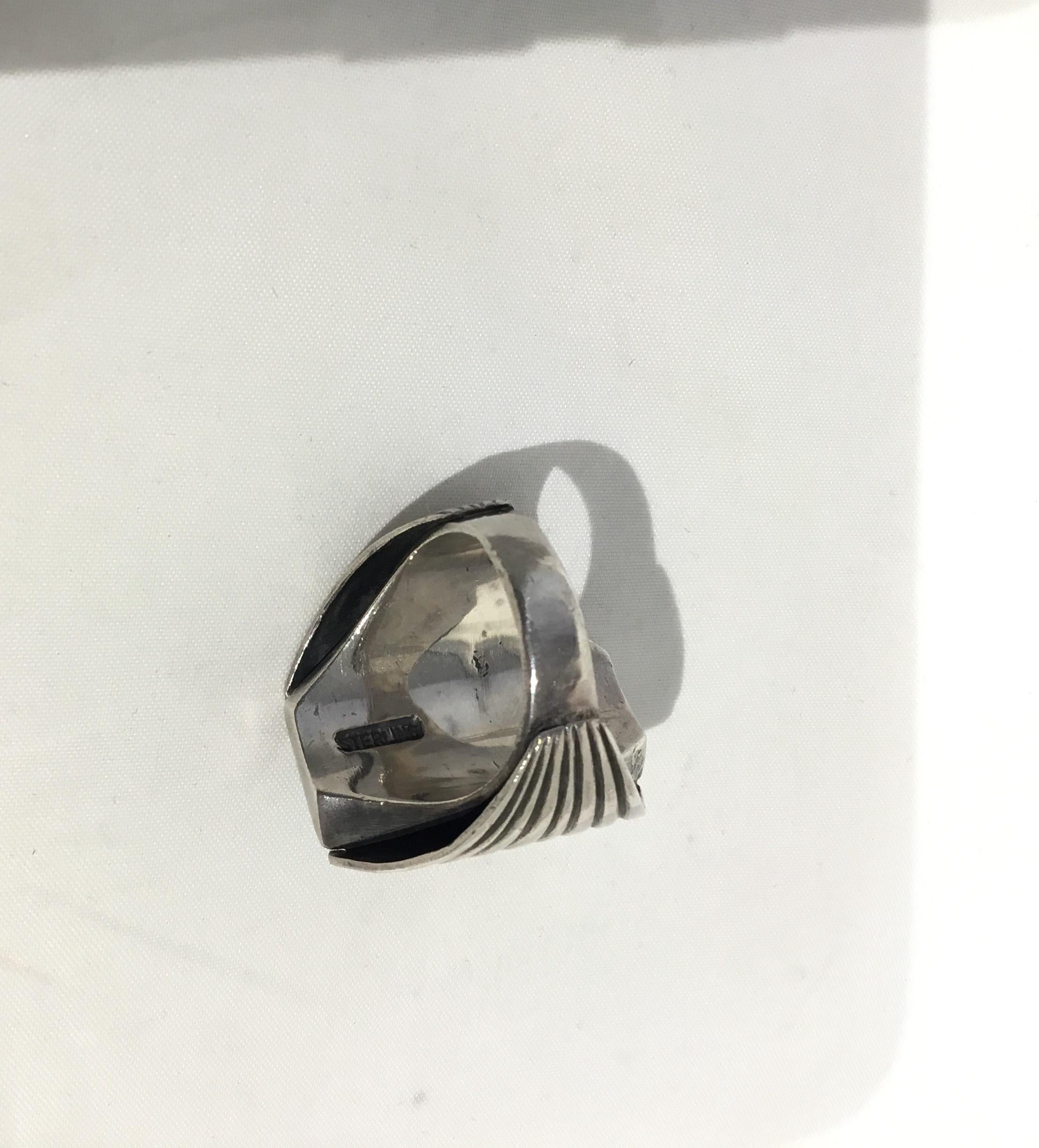 Türkis und Koralle Inlay Native American Sterling Silber Ring 3