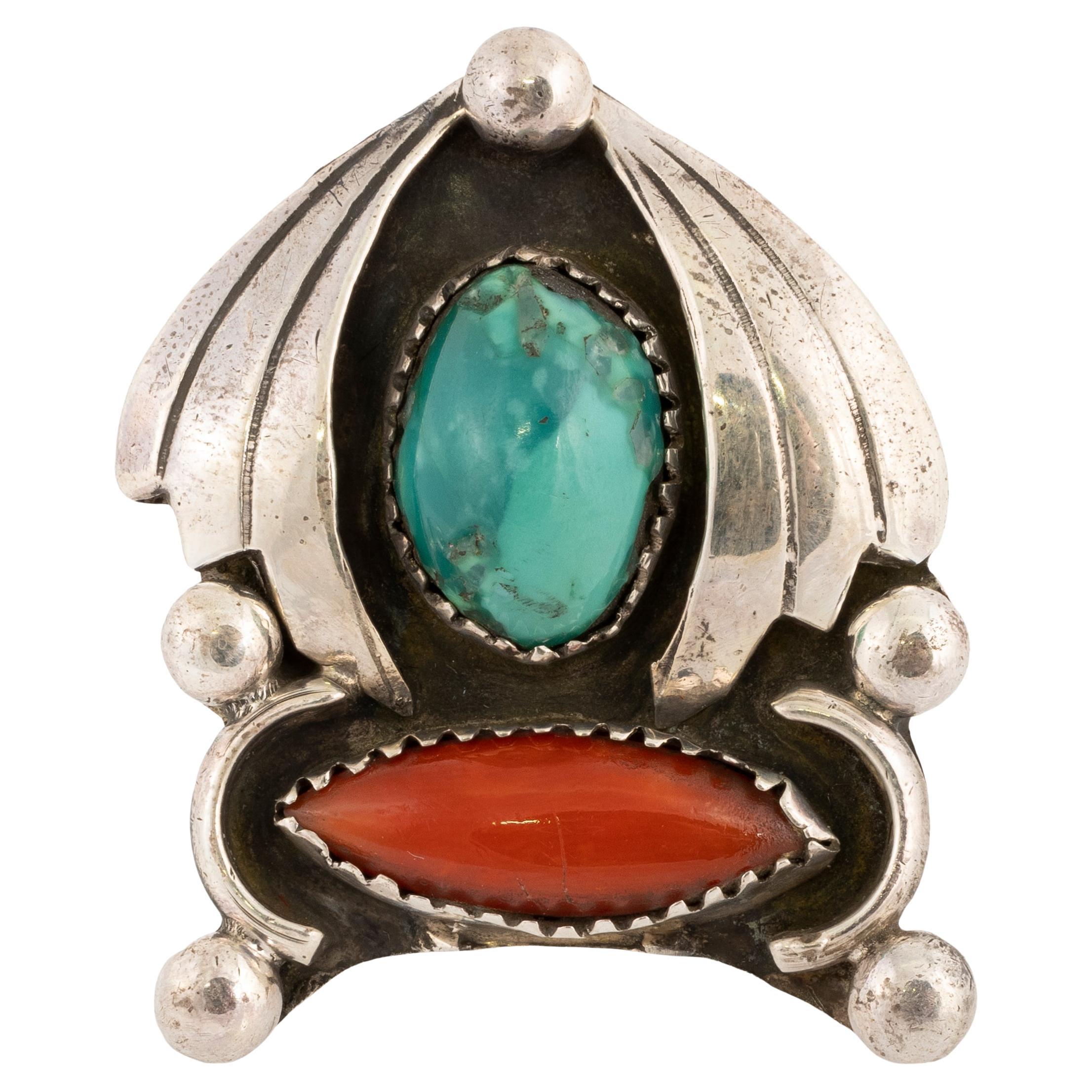 Anillo de turquesa y coral