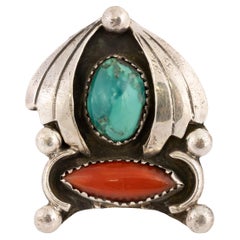 Anello con turchese e corallo