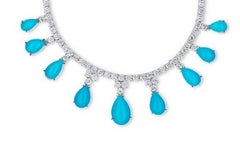 Turquoise and Diamond Bib Necklace