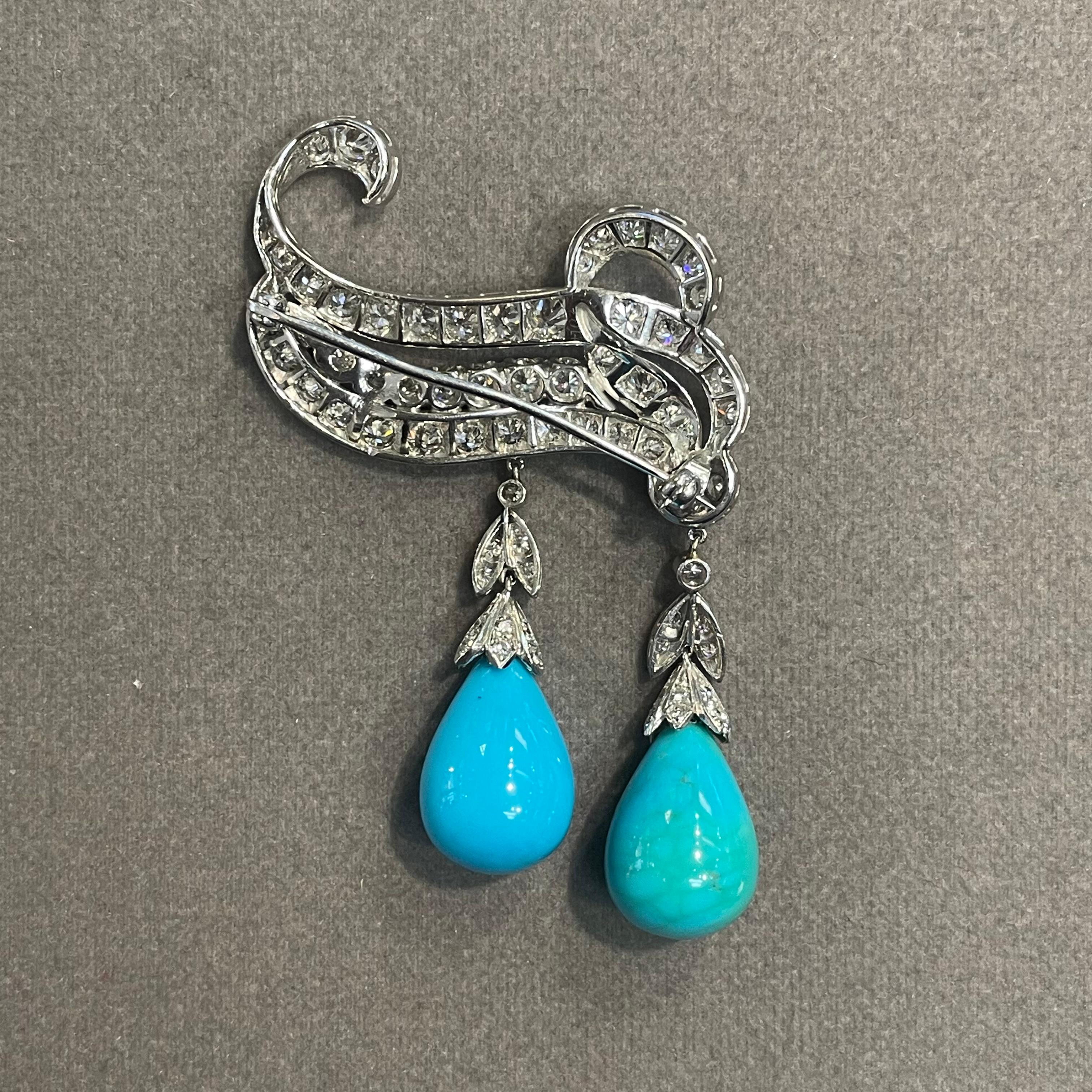 Women's Turquoise and Diamond Brooch