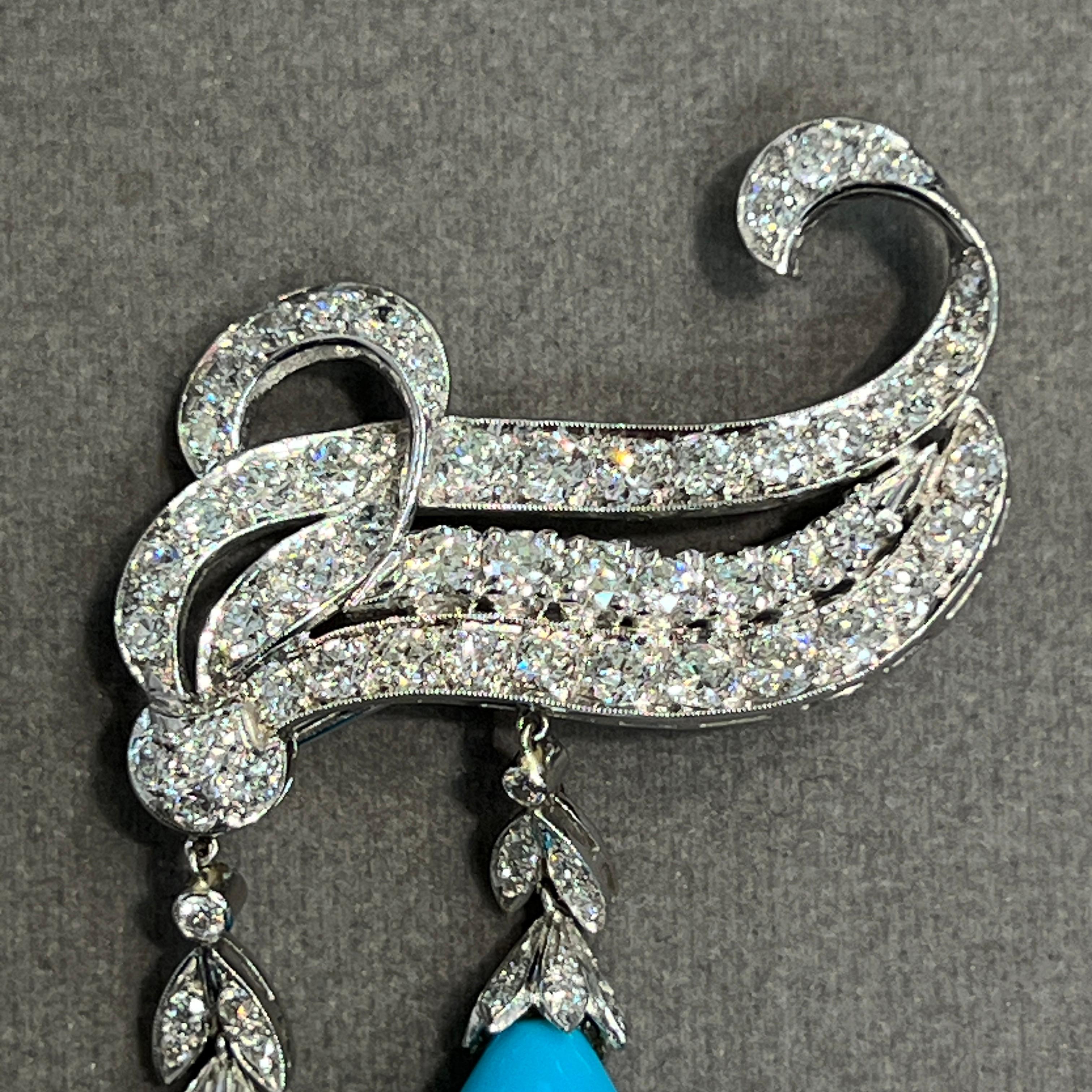 Turquoise and Diamond Brooch 1