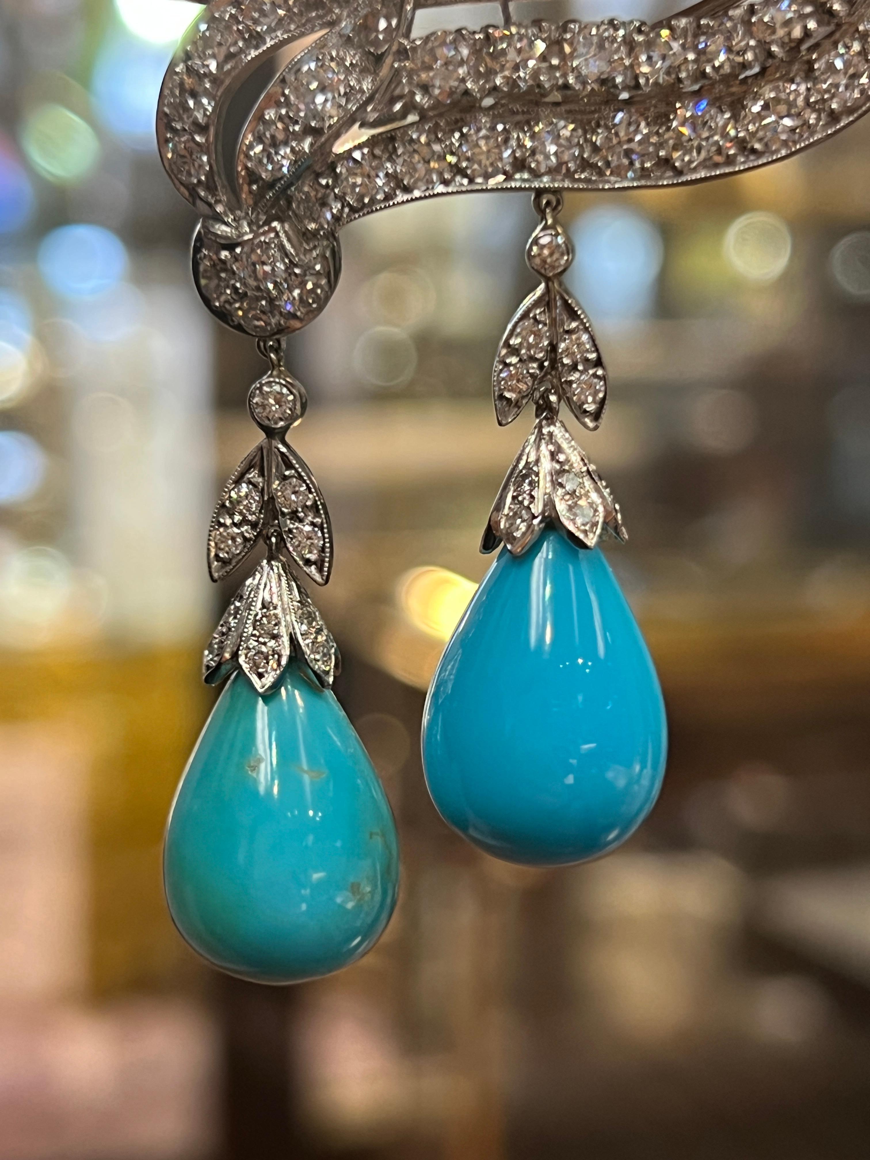 Turquoise and Diamond Brooch 2