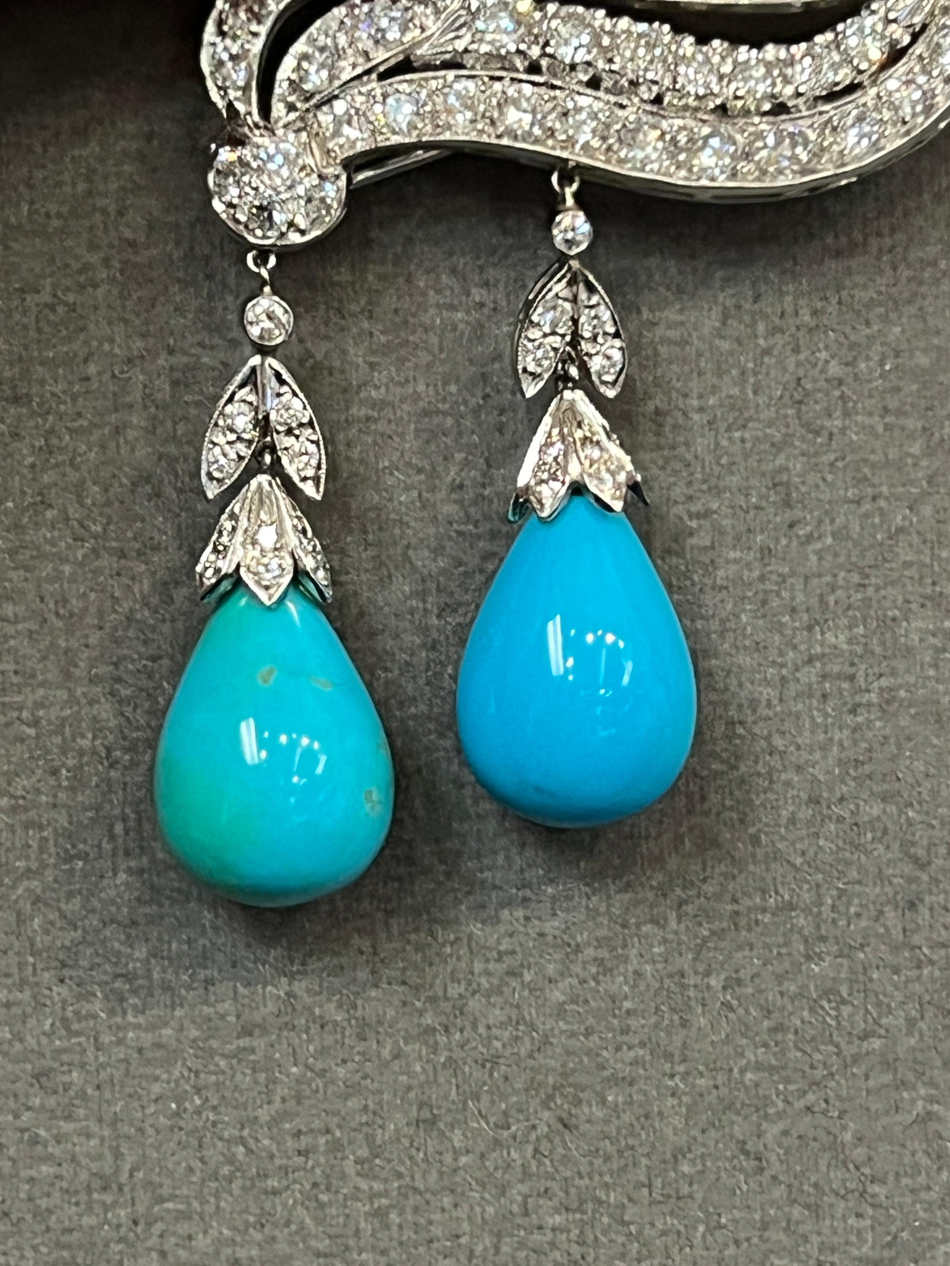 Turquoise and Diamond Brooch 3