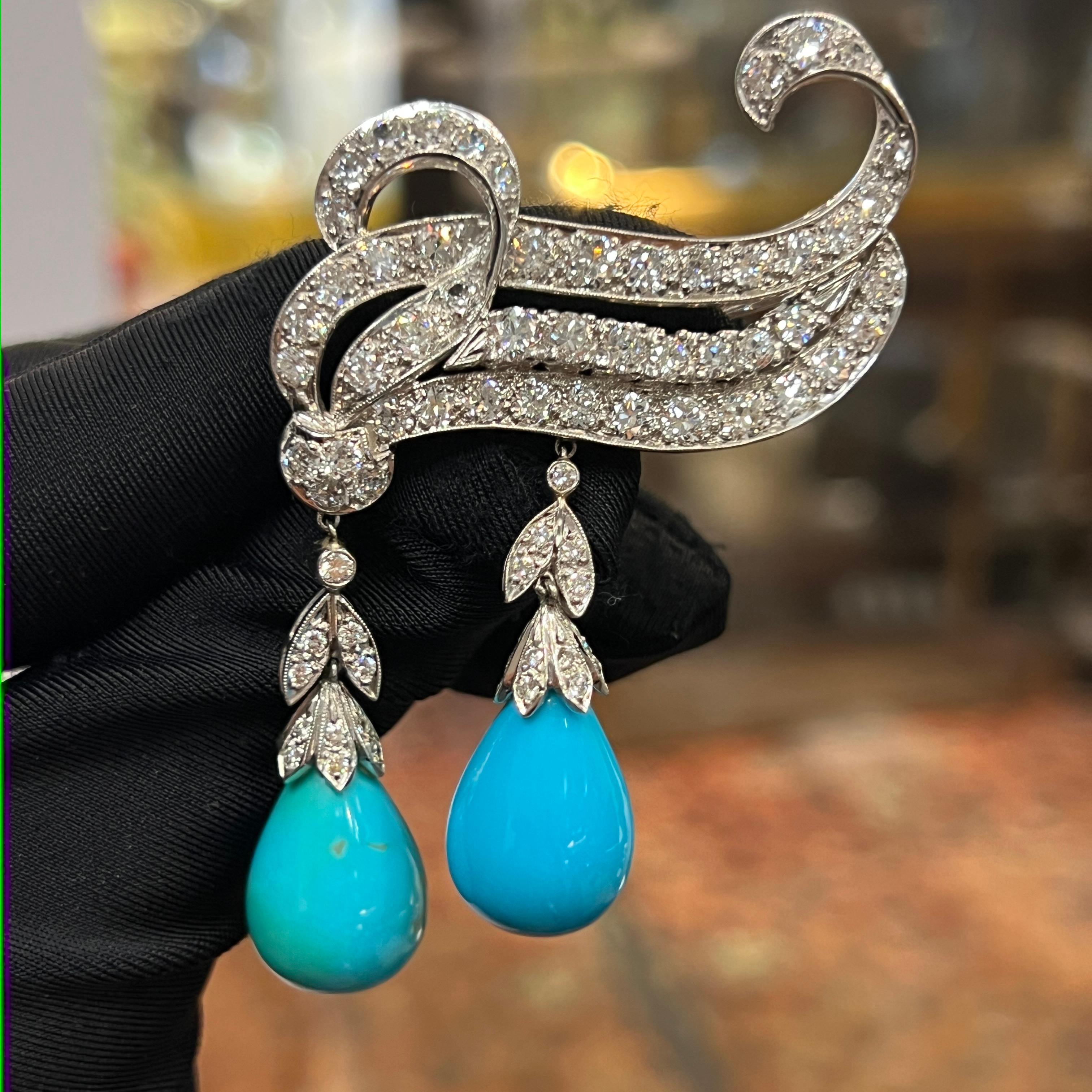 Turquoise and Diamond Brooch 4
