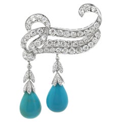 Turquoise and Diamond Brooch
