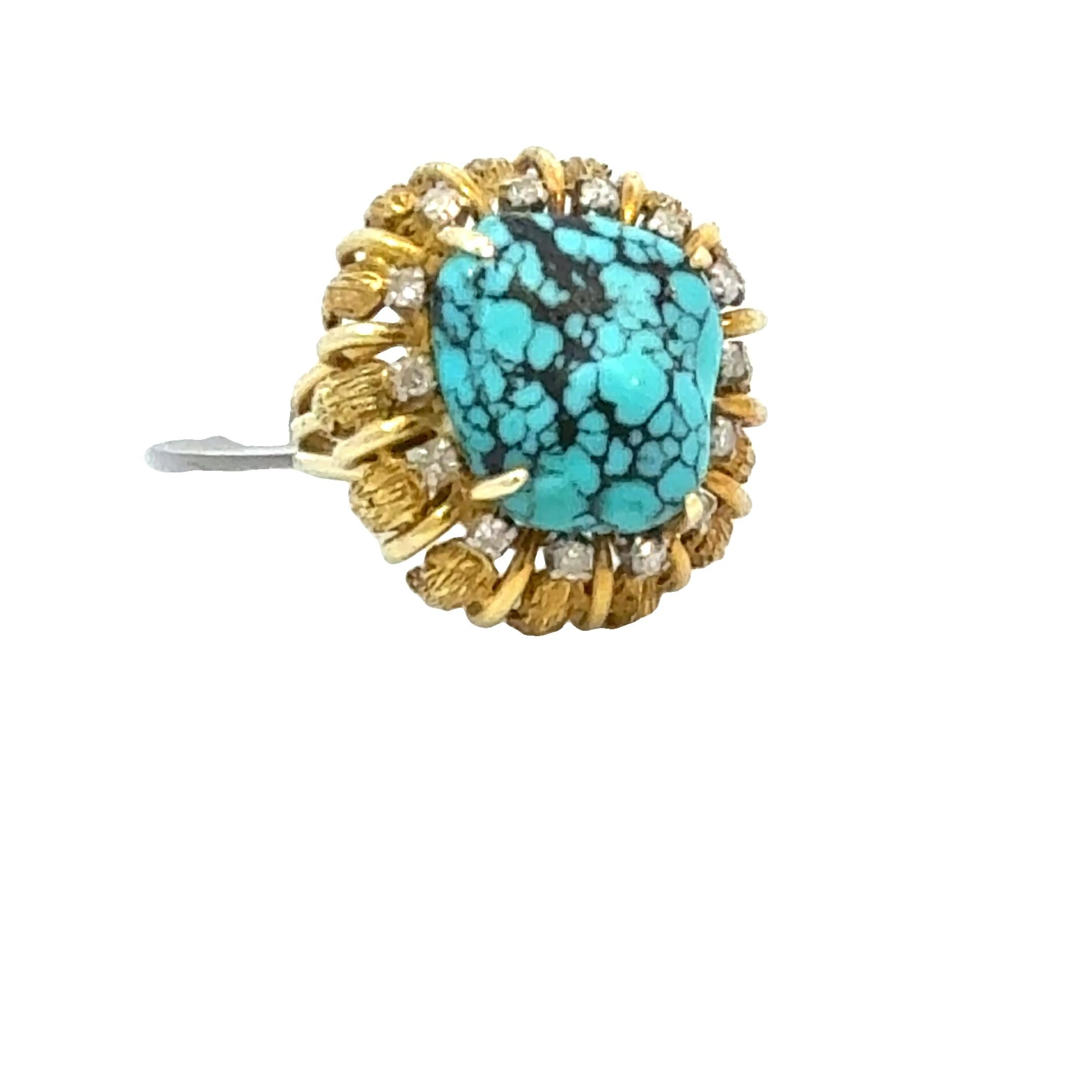 Turquoise and Diamond Cocktail Ring For Sale 1