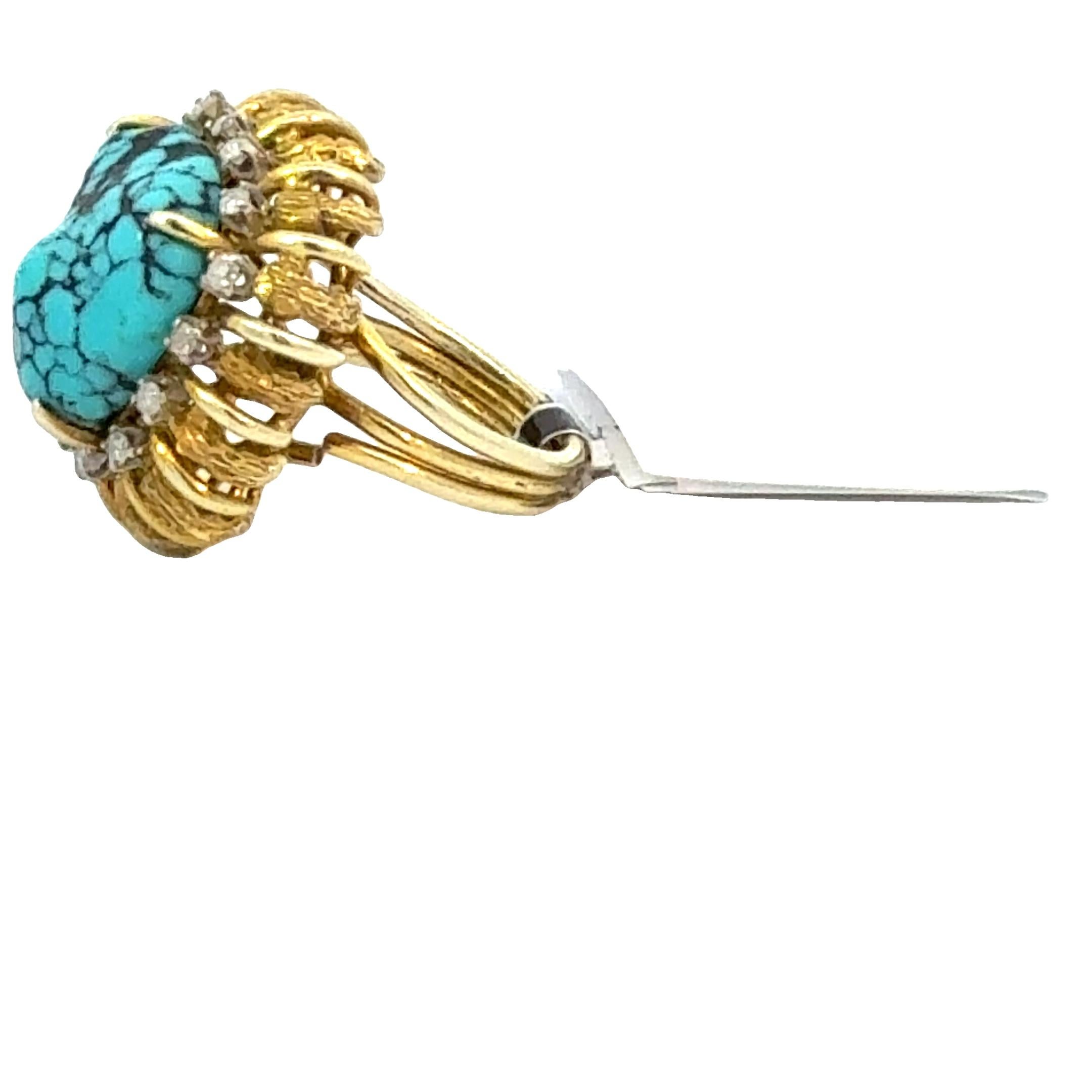 Turquoise and Diamond Cocktail Ring For Sale 2