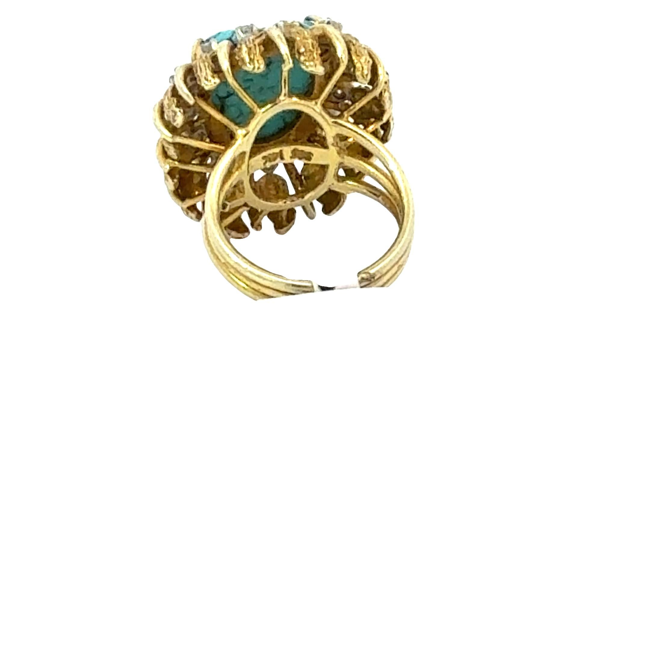 Turquoise and Diamond Cocktail Ring For Sale 3
