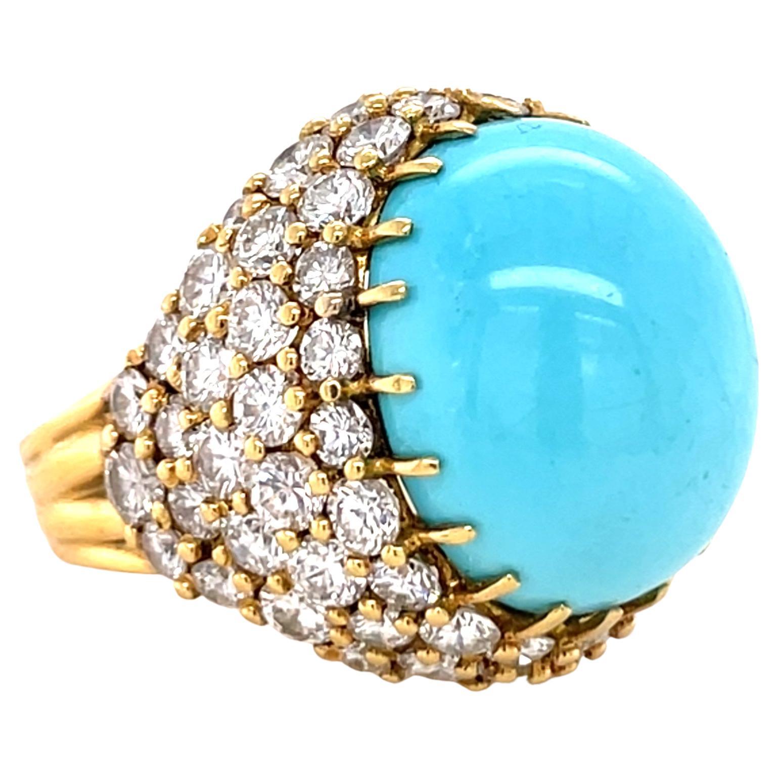 Turquoise and Diamond Cocktail Ring