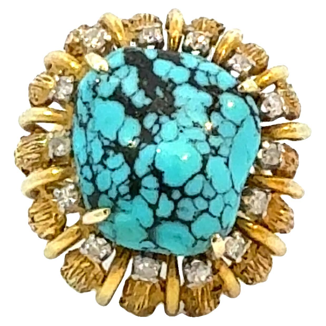 Turquoise and Diamond Cocktail Ring